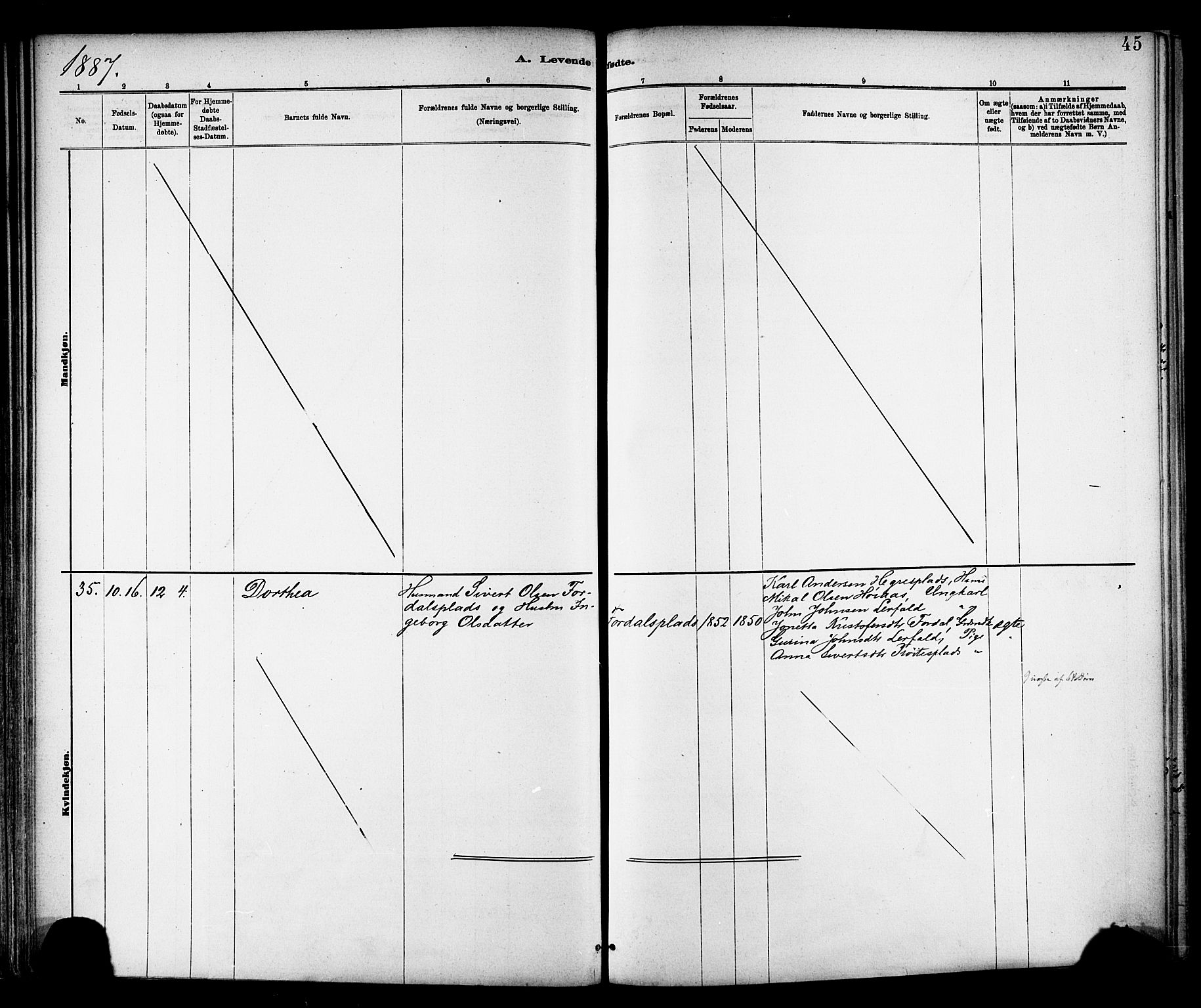 Ministerialprotokoller, klokkerbøker og fødselsregistre - Nord-Trøndelag, SAT/A-1458/703/L0030: Parish register (official) no. 703A03, 1880-1892, p. 45