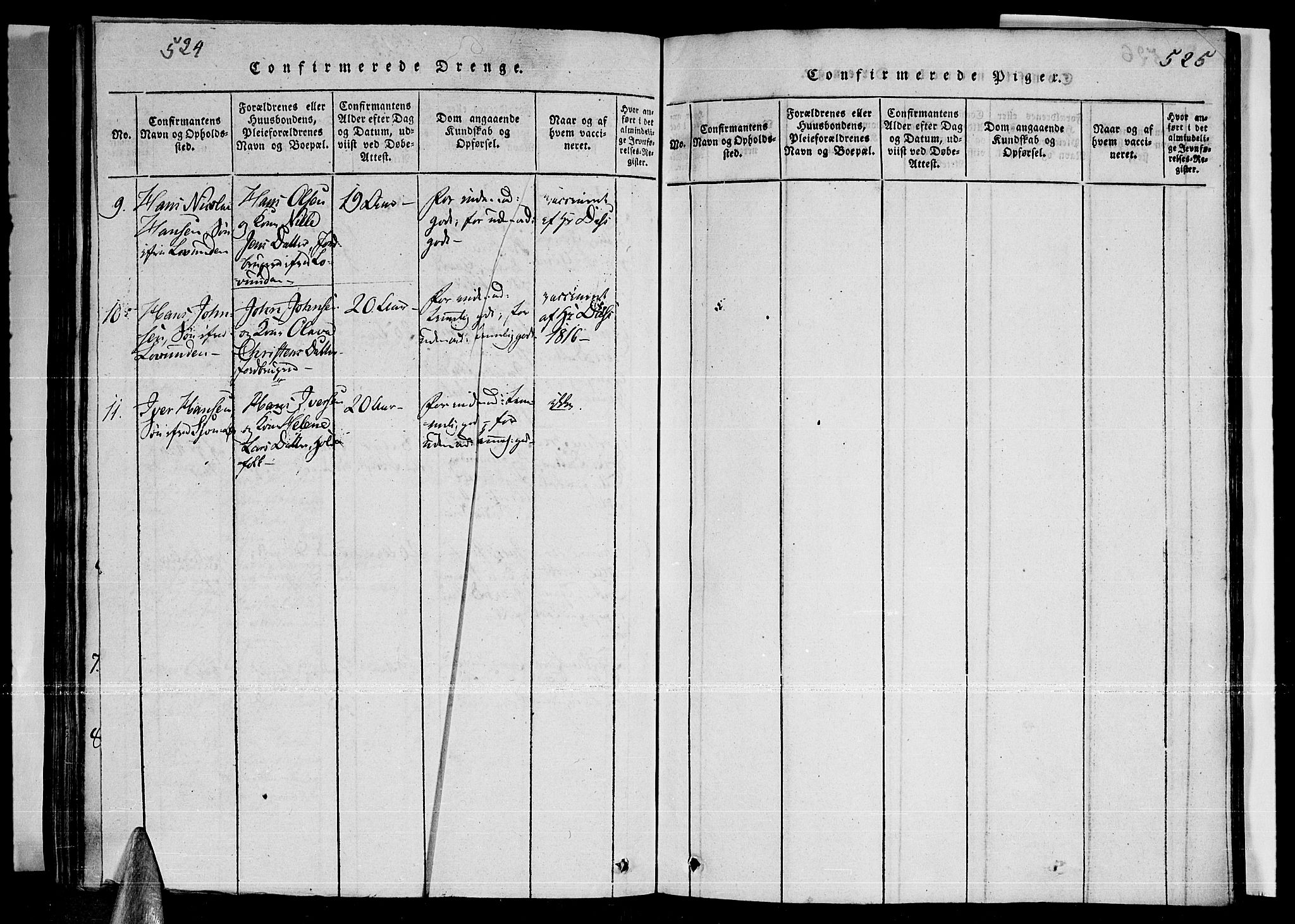 Ministerialprotokoller, klokkerbøker og fødselsregistre - Nordland, AV/SAT-A-1459/841/L0593: Parish register (official) no. 841A04 /3, 1820-1825, p. 524-525