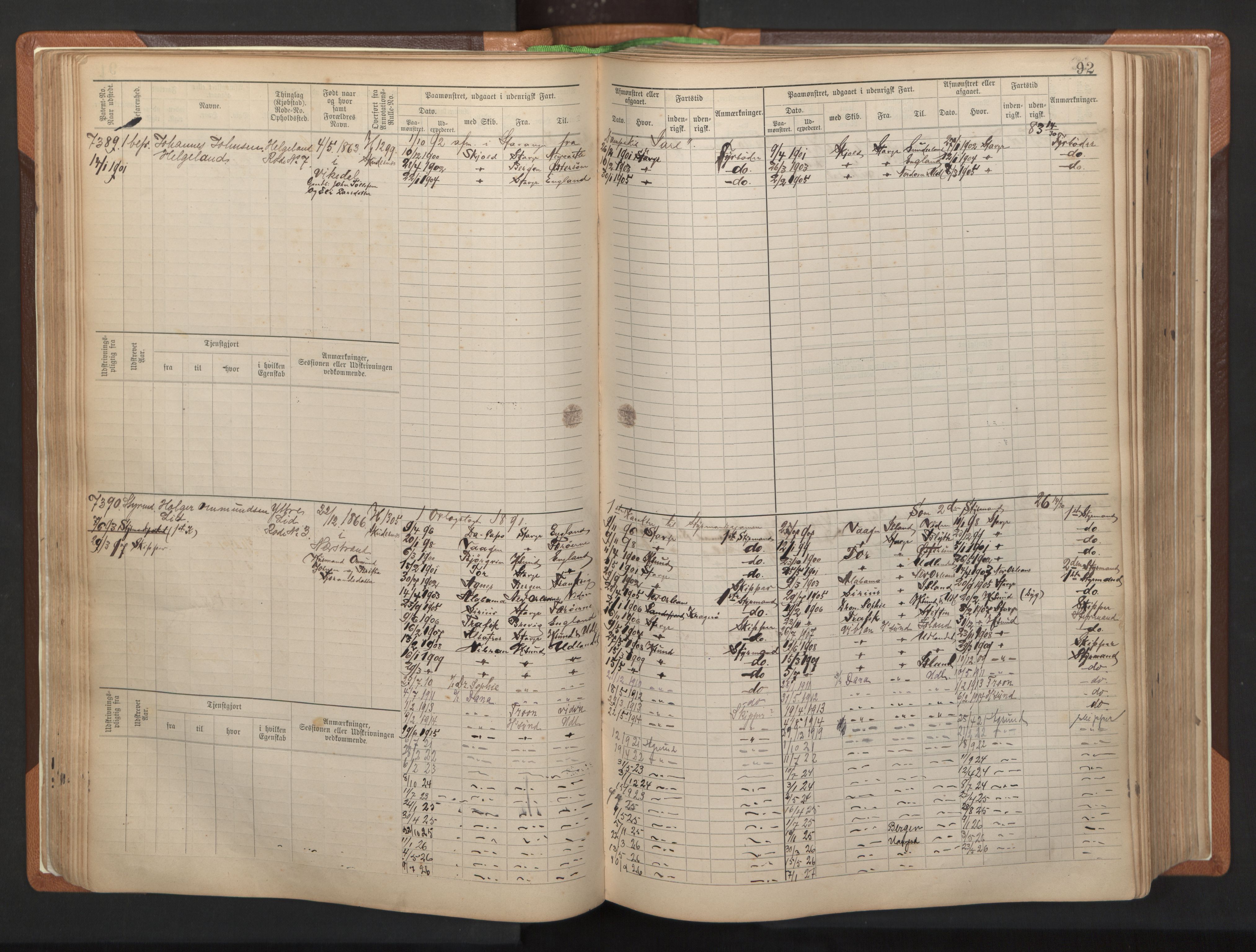 Stavanger sjømannskontor, AV/SAST-A-102006/F/Fb/Fbb/L0012: Sjøfartshovedrulle, patentnr. 7207-8158, 1894-1904, p. 95