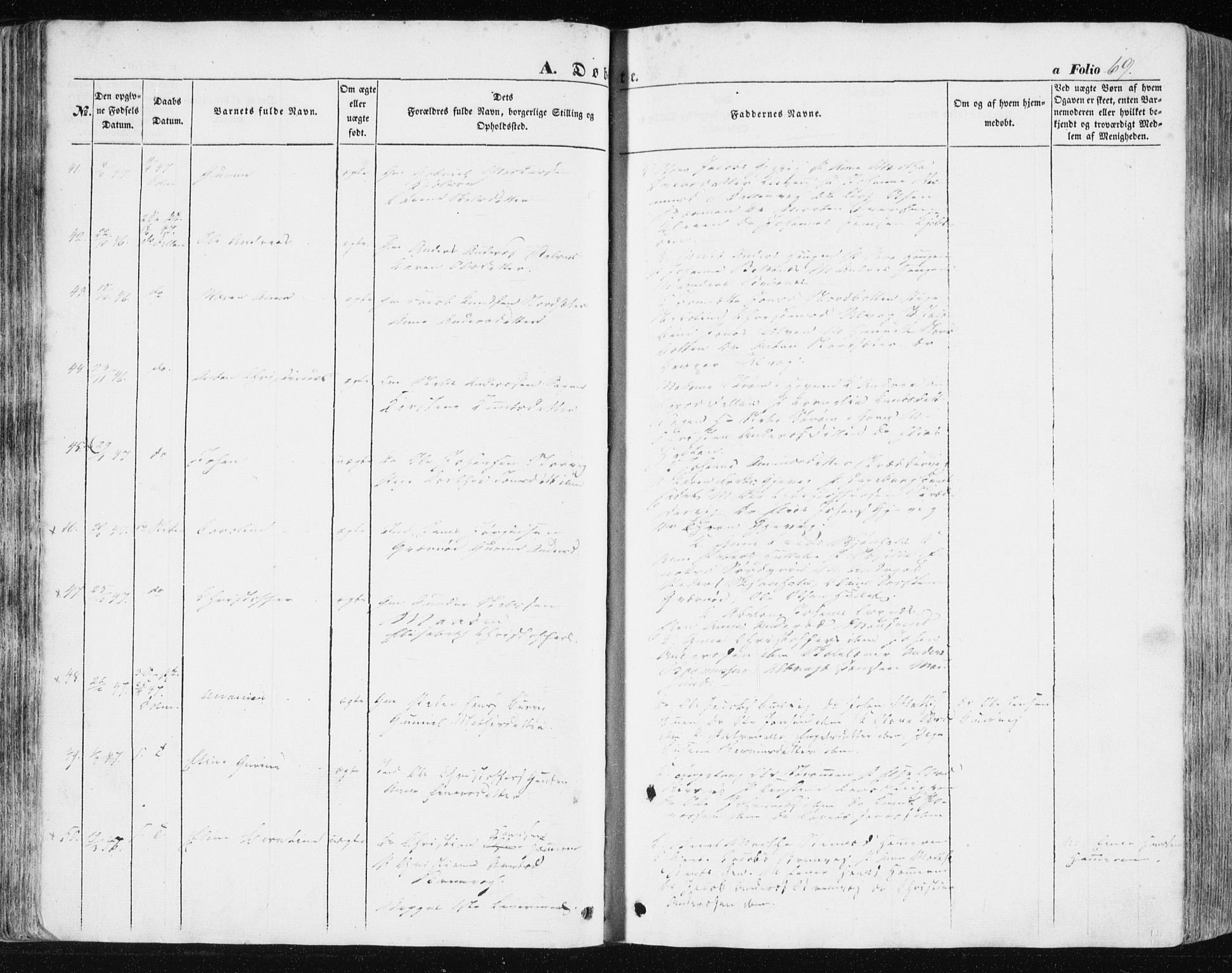 Ministerialprotokoller, klokkerbøker og fødselsregistre - Sør-Trøndelag, SAT/A-1456/634/L0529: Parish register (official) no. 634A05, 1843-1851, p. 69