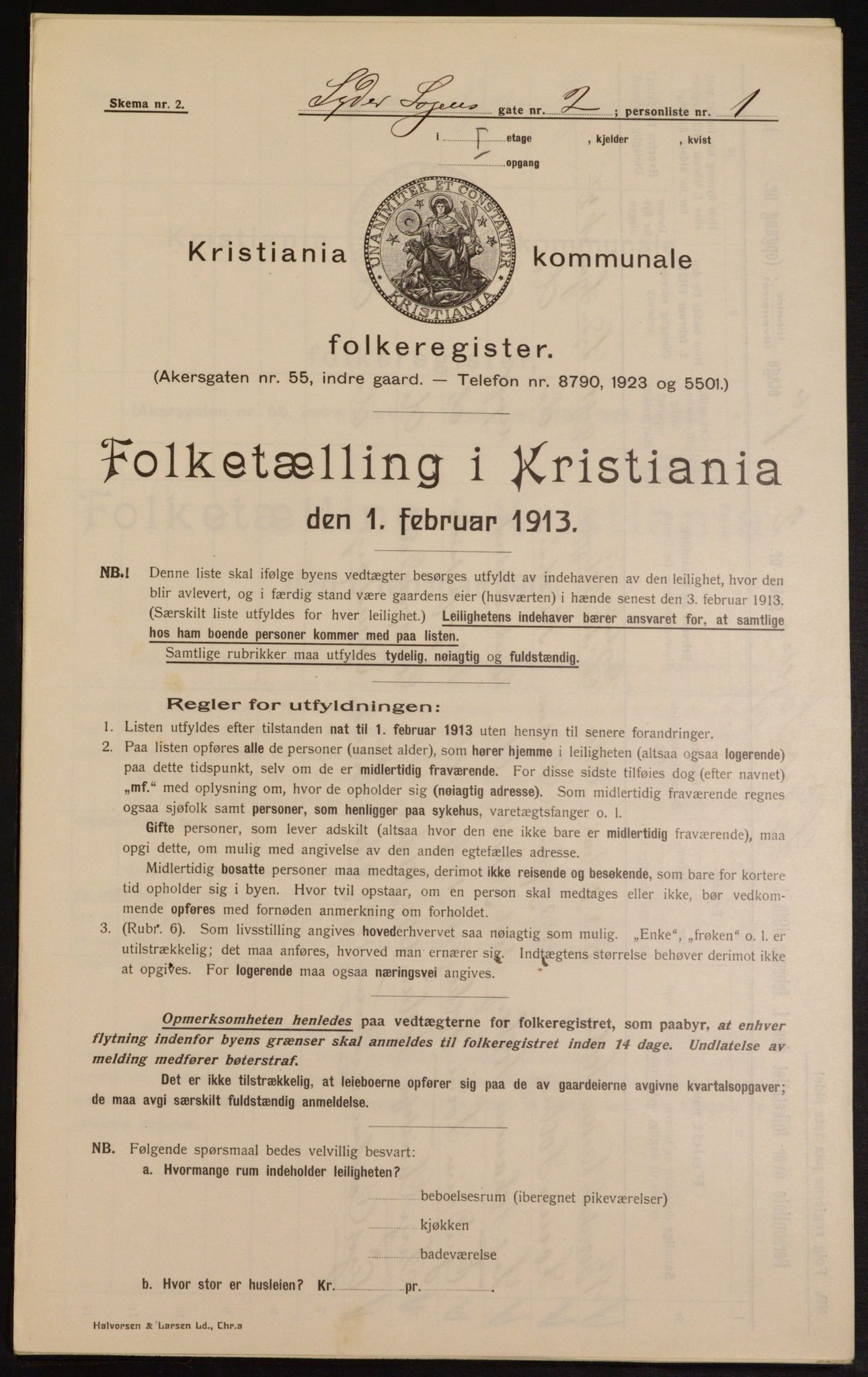 OBA, Municipal Census 1913 for Kristiania, 1913, p. 58233