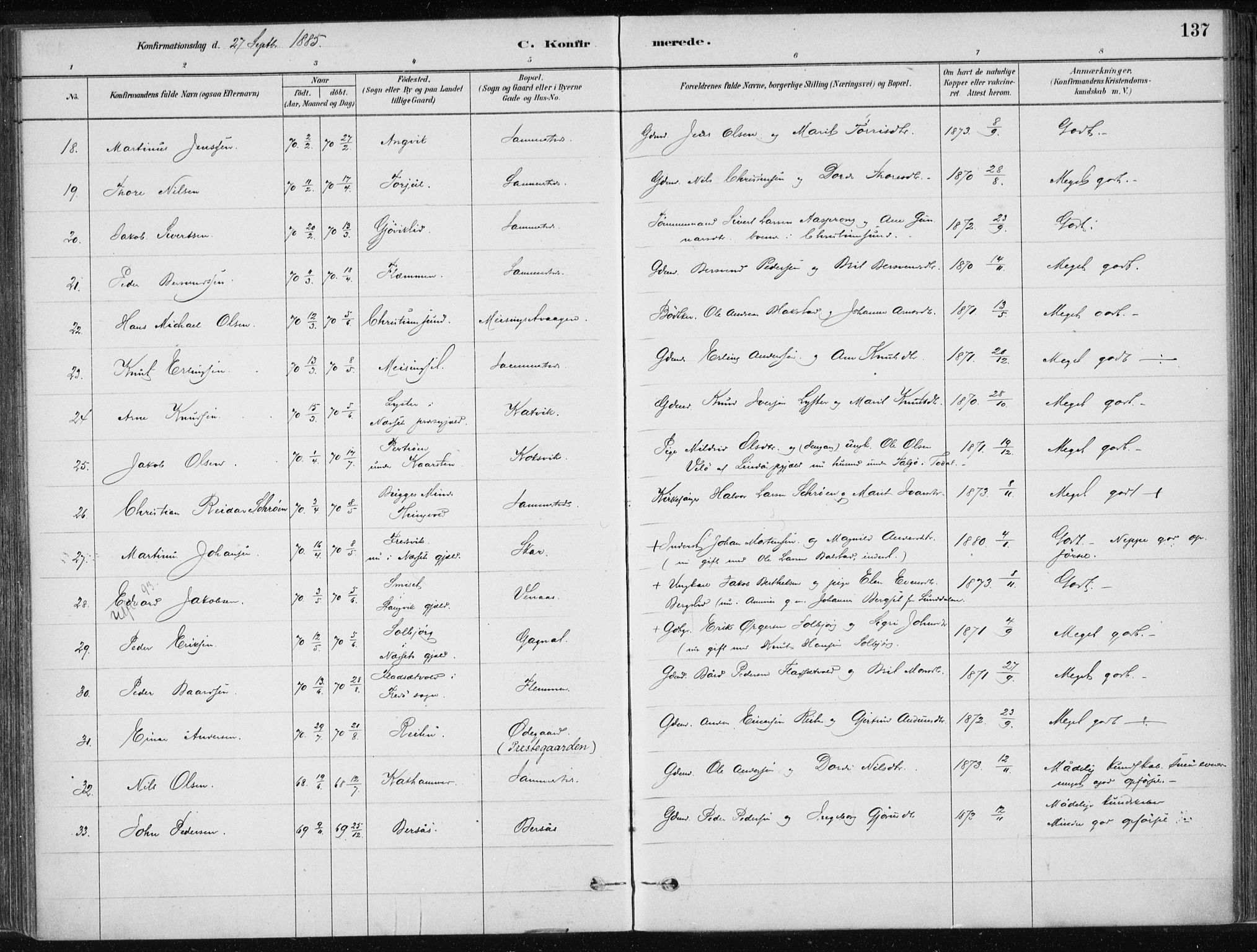 Ministerialprotokoller, klokkerbøker og fødselsregistre - Møre og Romsdal, AV/SAT-A-1454/586/L0987: Parish register (official) no. 586A13, 1879-1892, p. 137