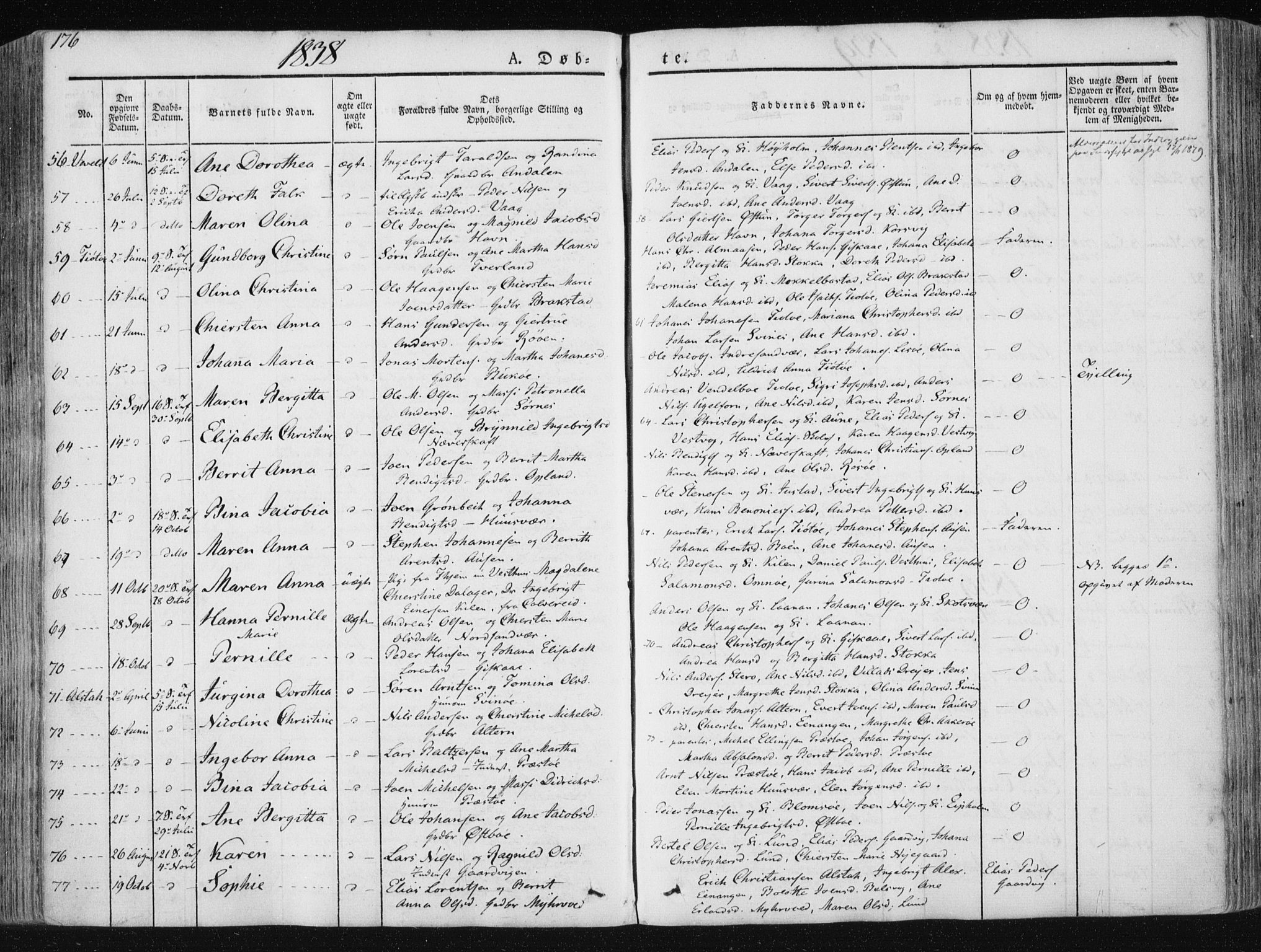 Ministerialprotokoller, klokkerbøker og fødselsregistre - Nordland, SAT/A-1459/830/L0446: Parish register (official) no. 830A10, 1831-1865, p. 176