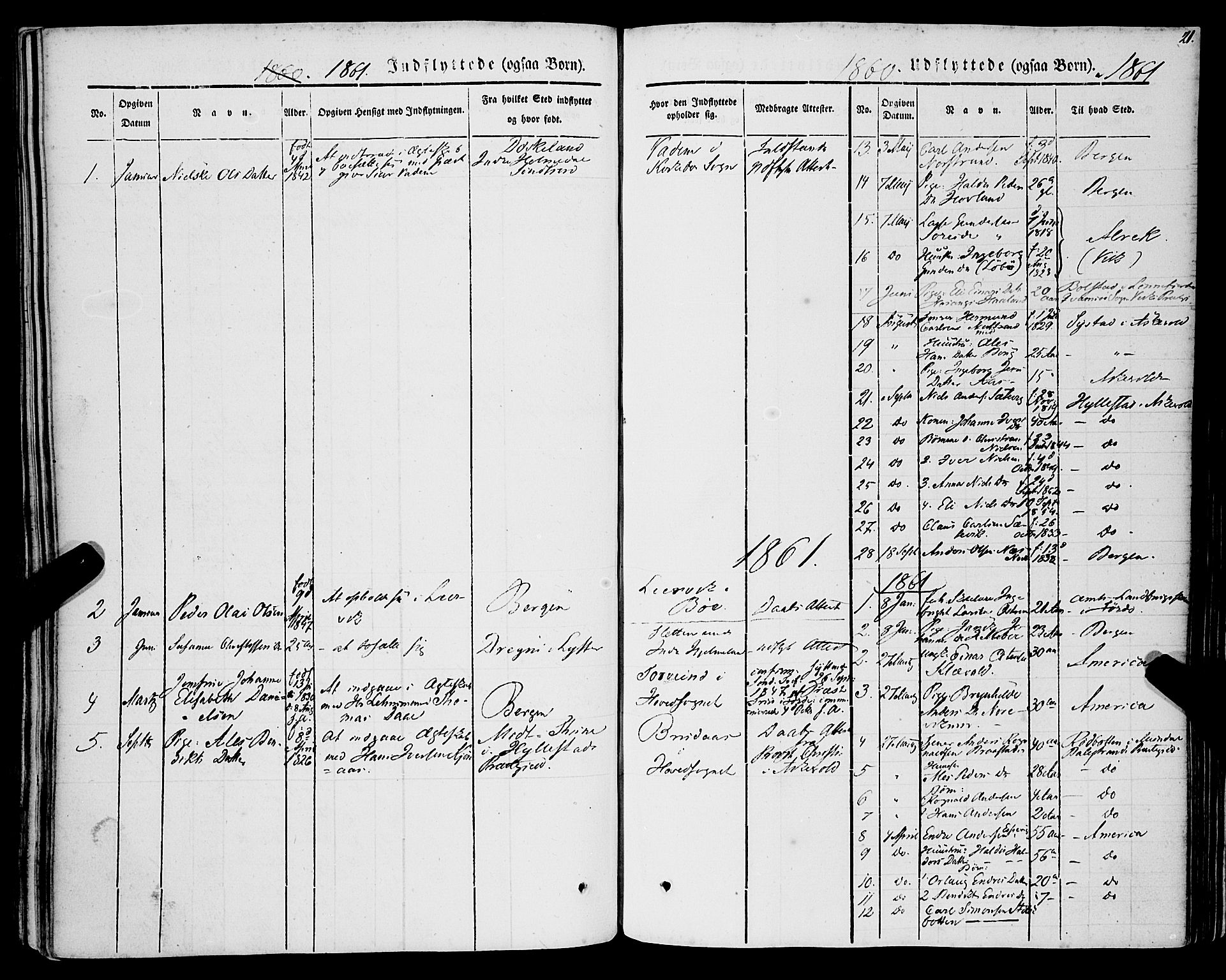 Lavik sokneprestembete, SAB/A-80901: Parish register (official) no. A 3, 1843-1863, p. 21