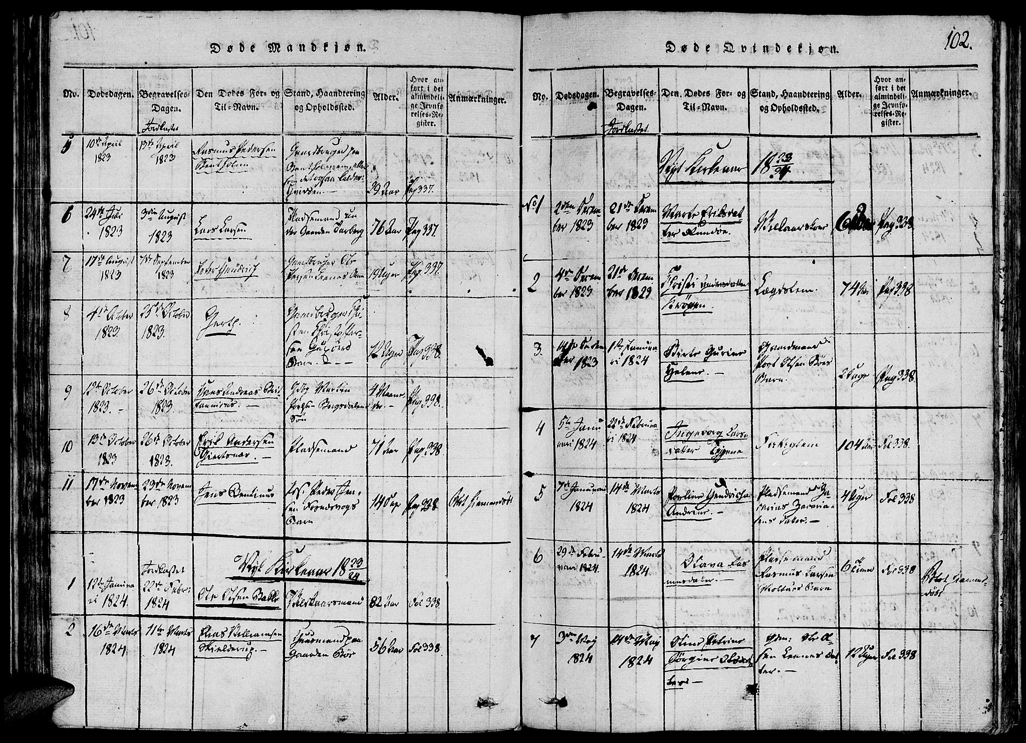 Ministerialprotokoller, klokkerbøker og fødselsregistre - Møre og Romsdal, AV/SAT-A-1454/507/L0069: Parish register (official) no. 507A04, 1816-1841, p. 102