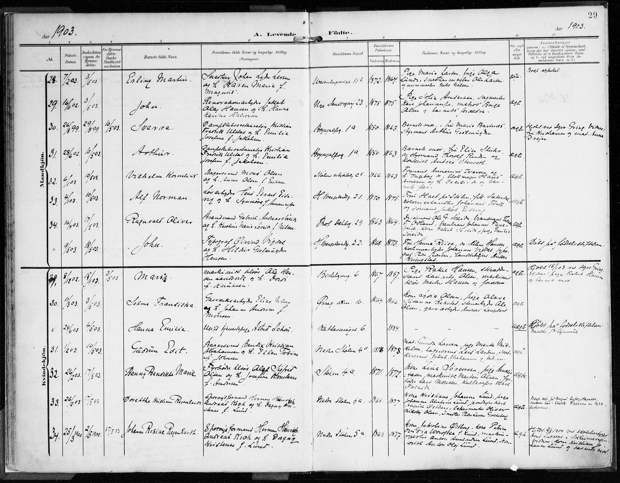 Mariakirken Sokneprestembete, AV/SAB-A-76901/H/Haa/L0010: Parish register (official) no. B 1, 1901-1915, p. 29