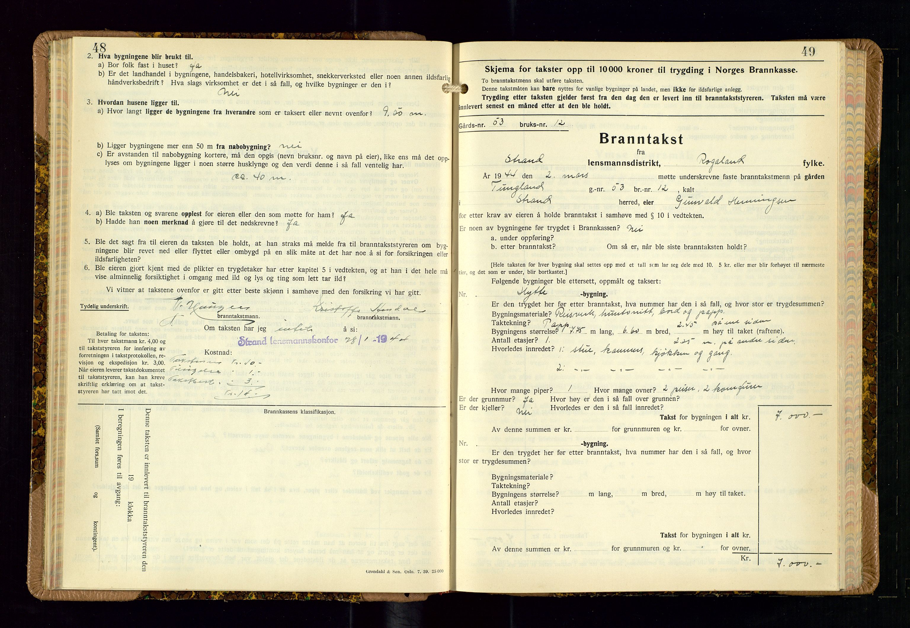 Strand og Forsand lensmannskontor, SAST/A-100451/Gob/L0002: Branntakstprotokoll, 1942-1953, p. 48-49