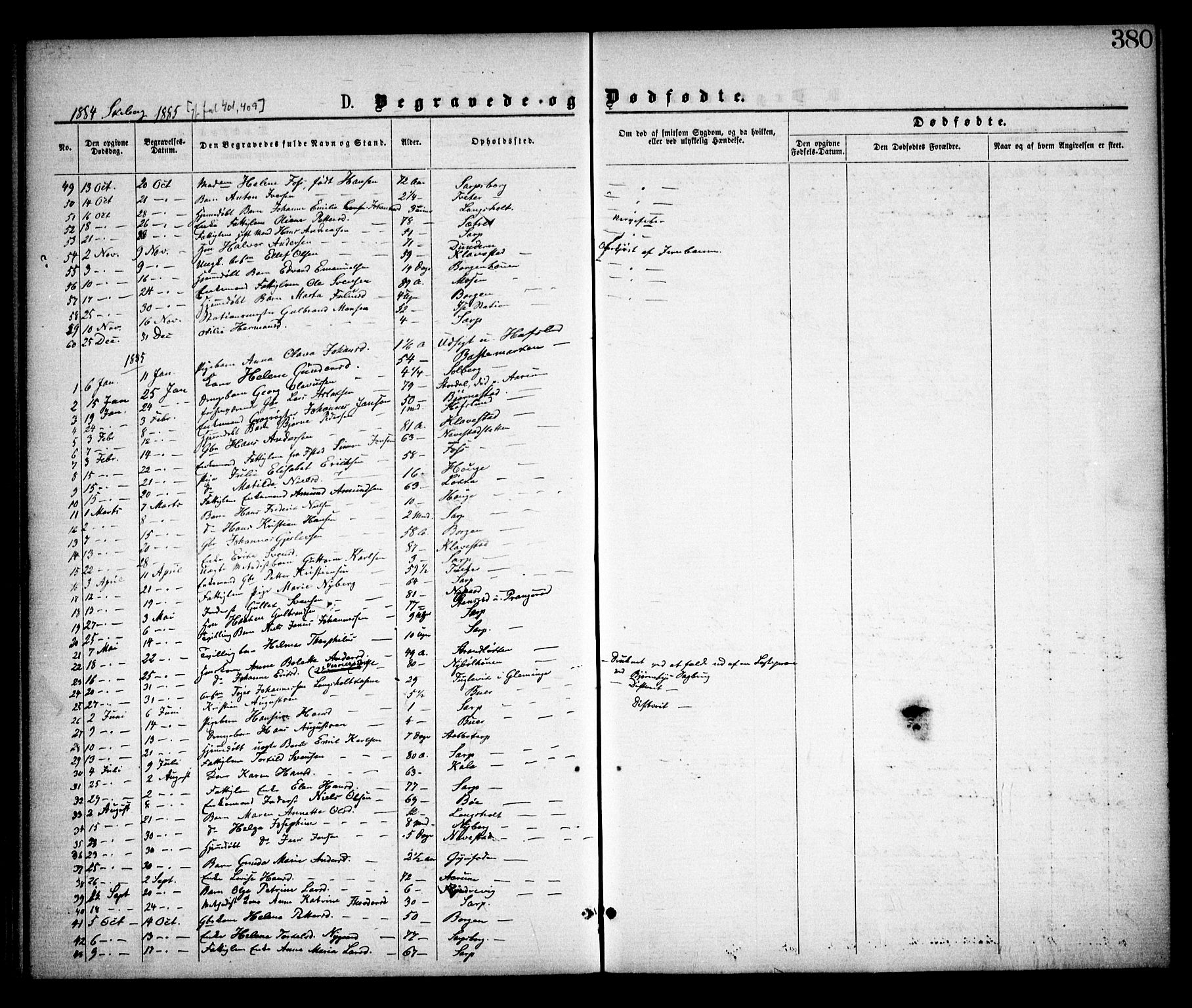 Skjeberg prestekontor Kirkebøker, SAO/A-10923/F/Fa/L0008: Parish register (official) no. I 8, 1869-1885, p. 380