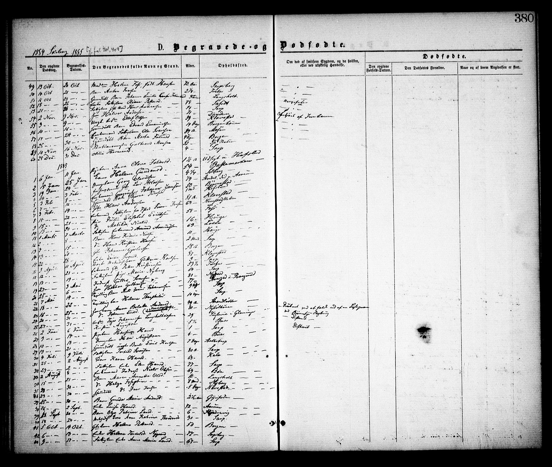 Skjeberg prestekontor Kirkebøker, AV/SAO-A-10923/F/Fa/L0008: Parish register (official) no. I 8, 1869-1885, p. 380