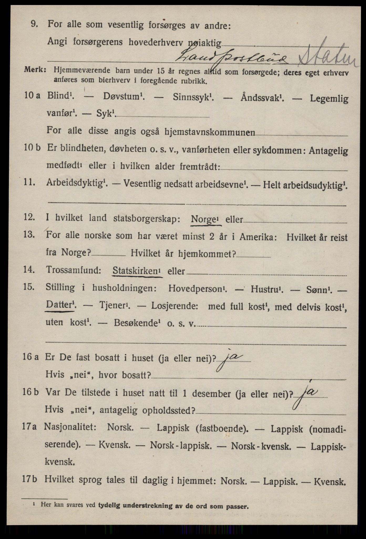 SAT, 1920 census for Hølonda, 1920, p. 1170