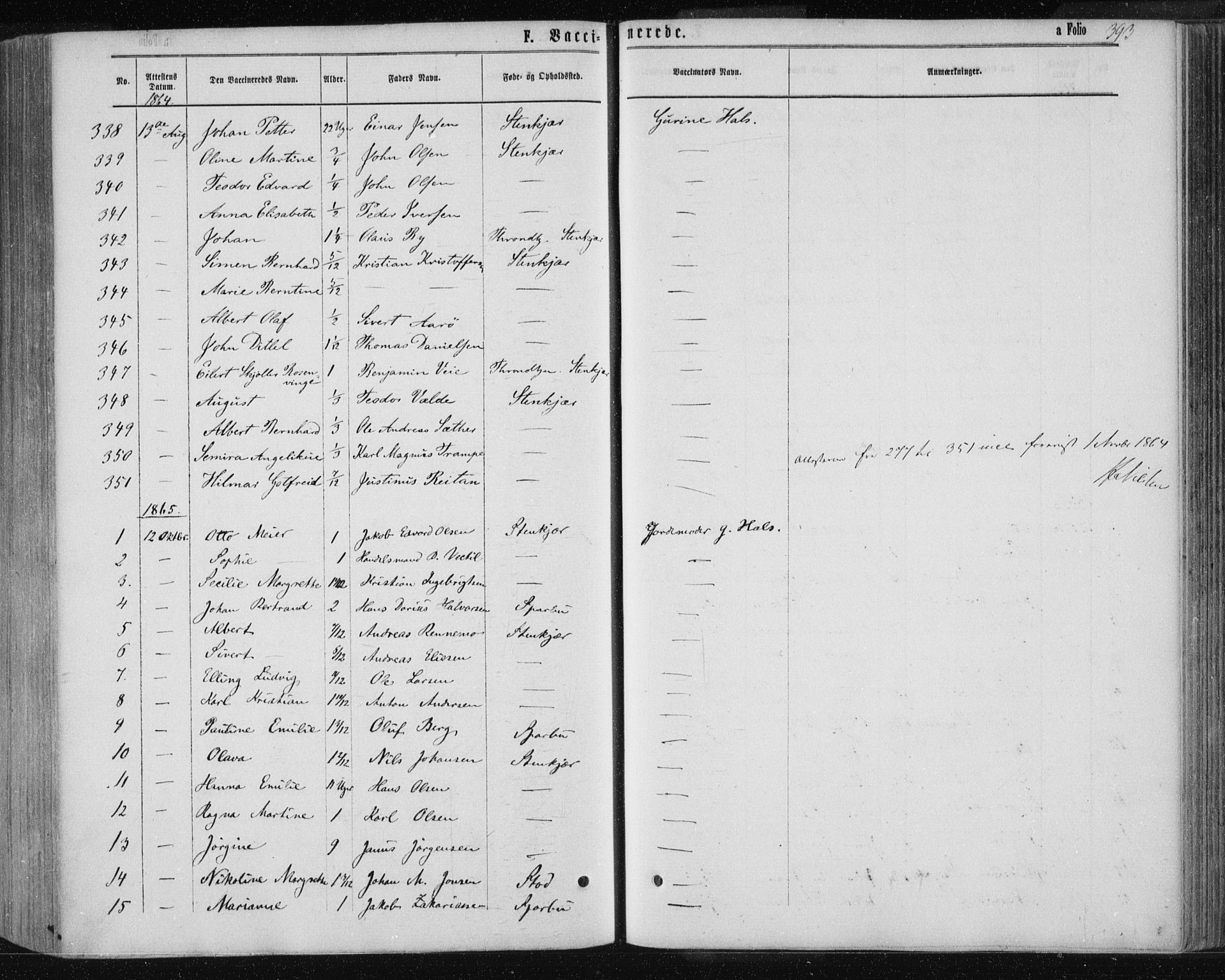 Ministerialprotokoller, klokkerbøker og fødselsregistre - Nord-Trøndelag, SAT/A-1458/735/L0345: Parish register (official) no. 735A08 /1, 1863-1872, p. 393