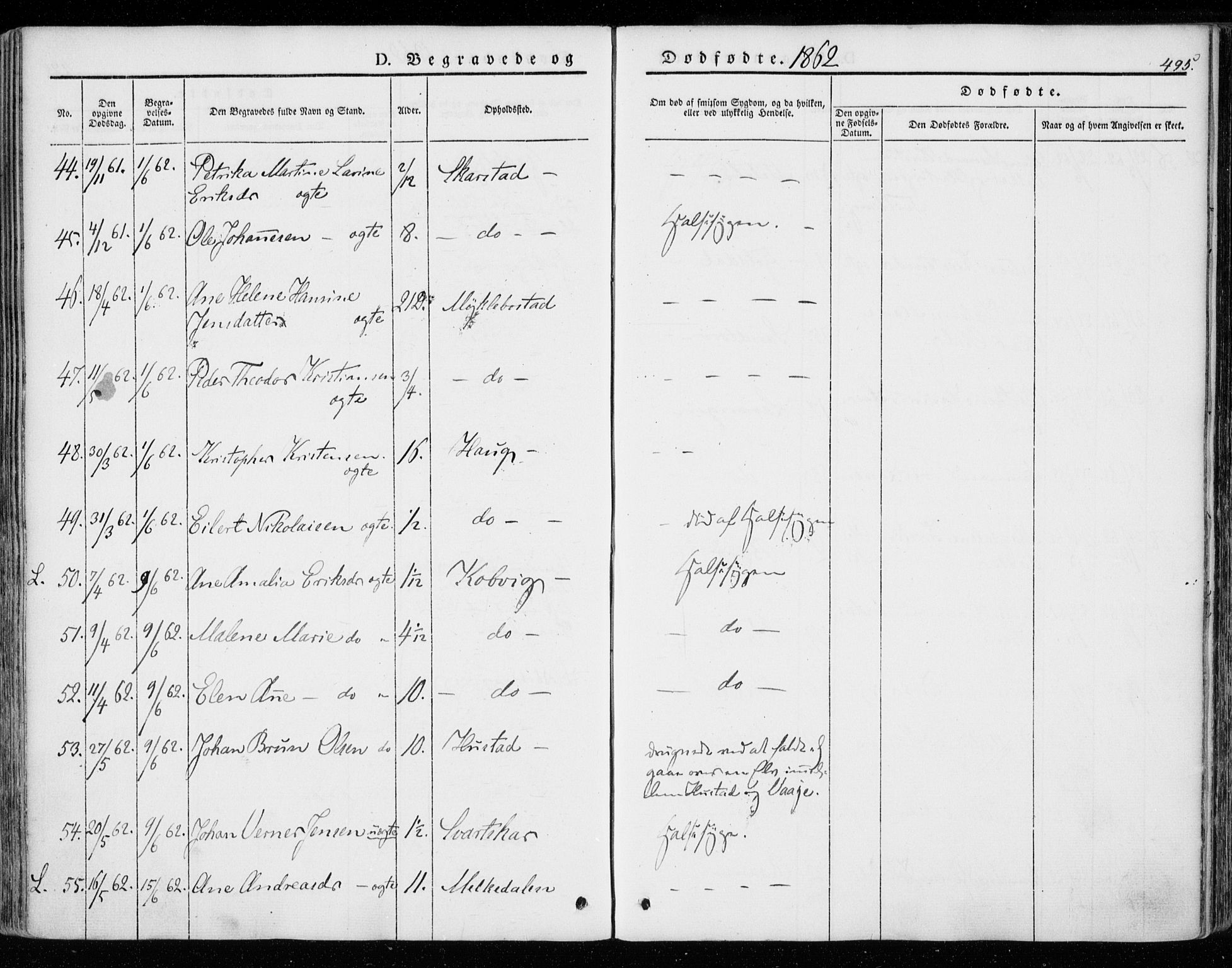 Ministerialprotokoller, klokkerbøker og fødselsregistre - Nordland, AV/SAT-A-1459/872/L1033: Parish register (official) no. 872A08, 1840-1863, p. 495