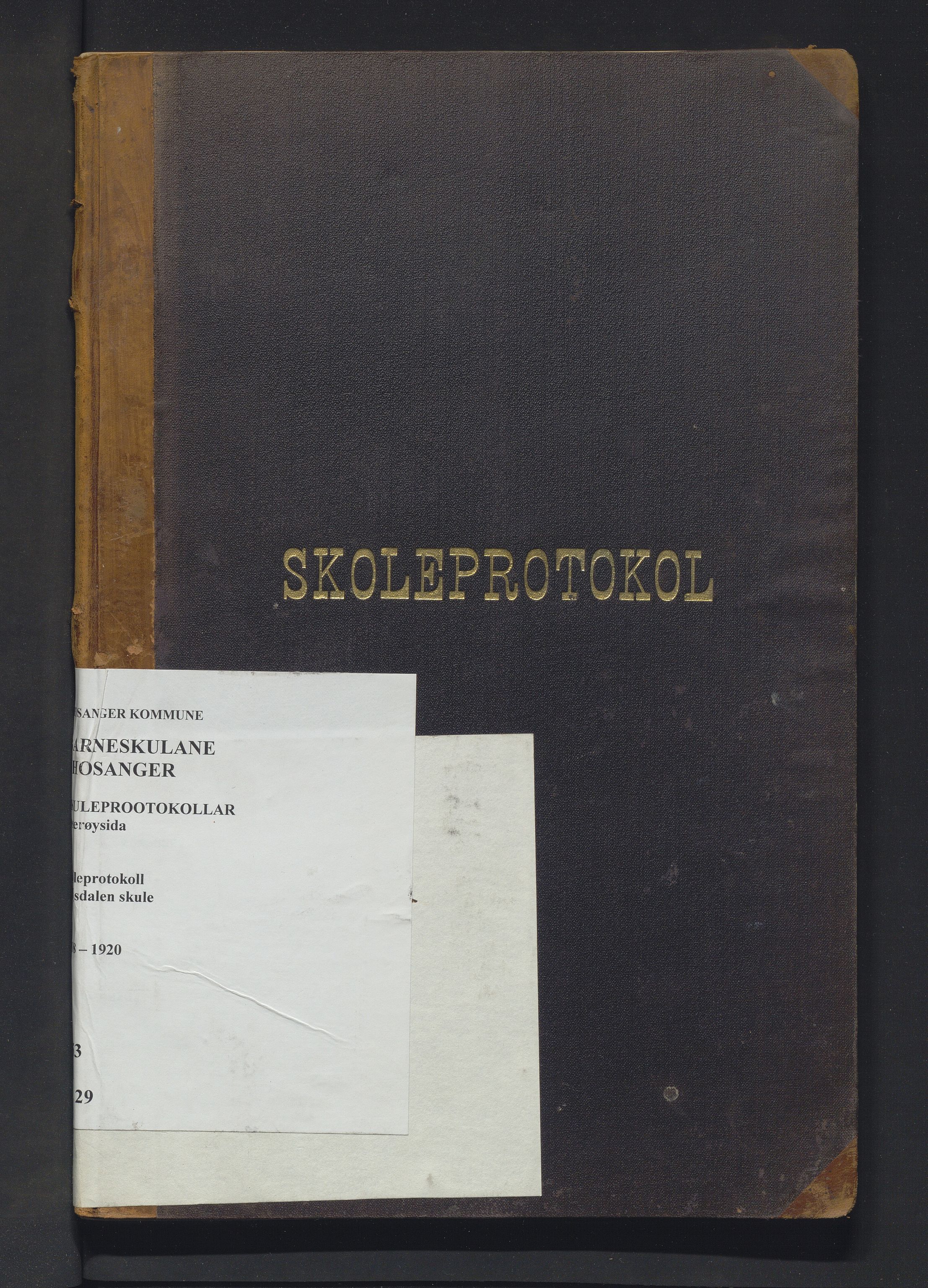 Hosanger kommune. Barneskulane, IKAH/1253a-231/F/Fa/L0029: Skuleprotokoll for Mjøsdalen skule, 1908-1920