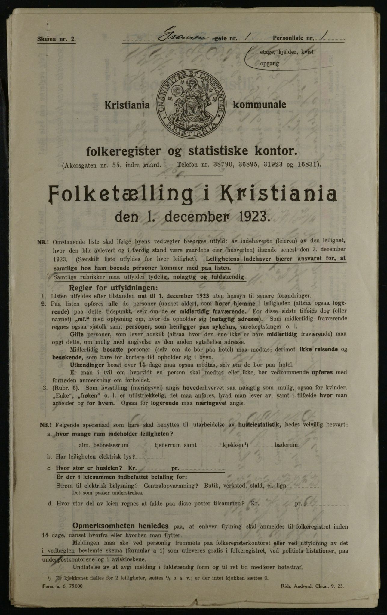 OBA, Municipal Census 1923 for Kristiania, 1923, p. 33592