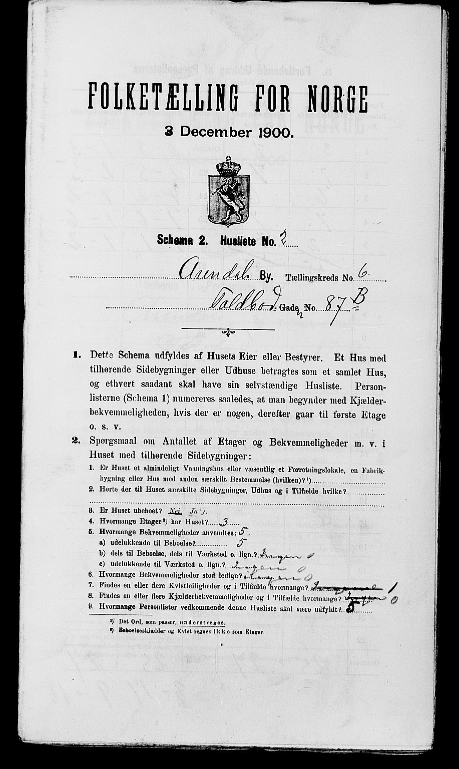 SAK, 1900 census for Arendal, 1900, p. 739