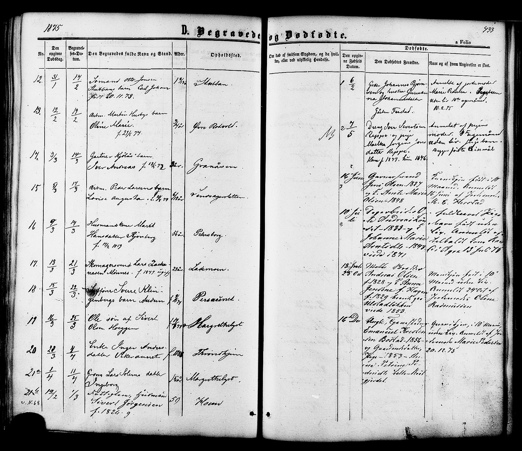 Ministerialprotokoller, klokkerbøker og fødselsregistre - Sør-Trøndelag, SAT/A-1456/606/L0293: Parish register (official) no. 606A08, 1866-1877, p. 433