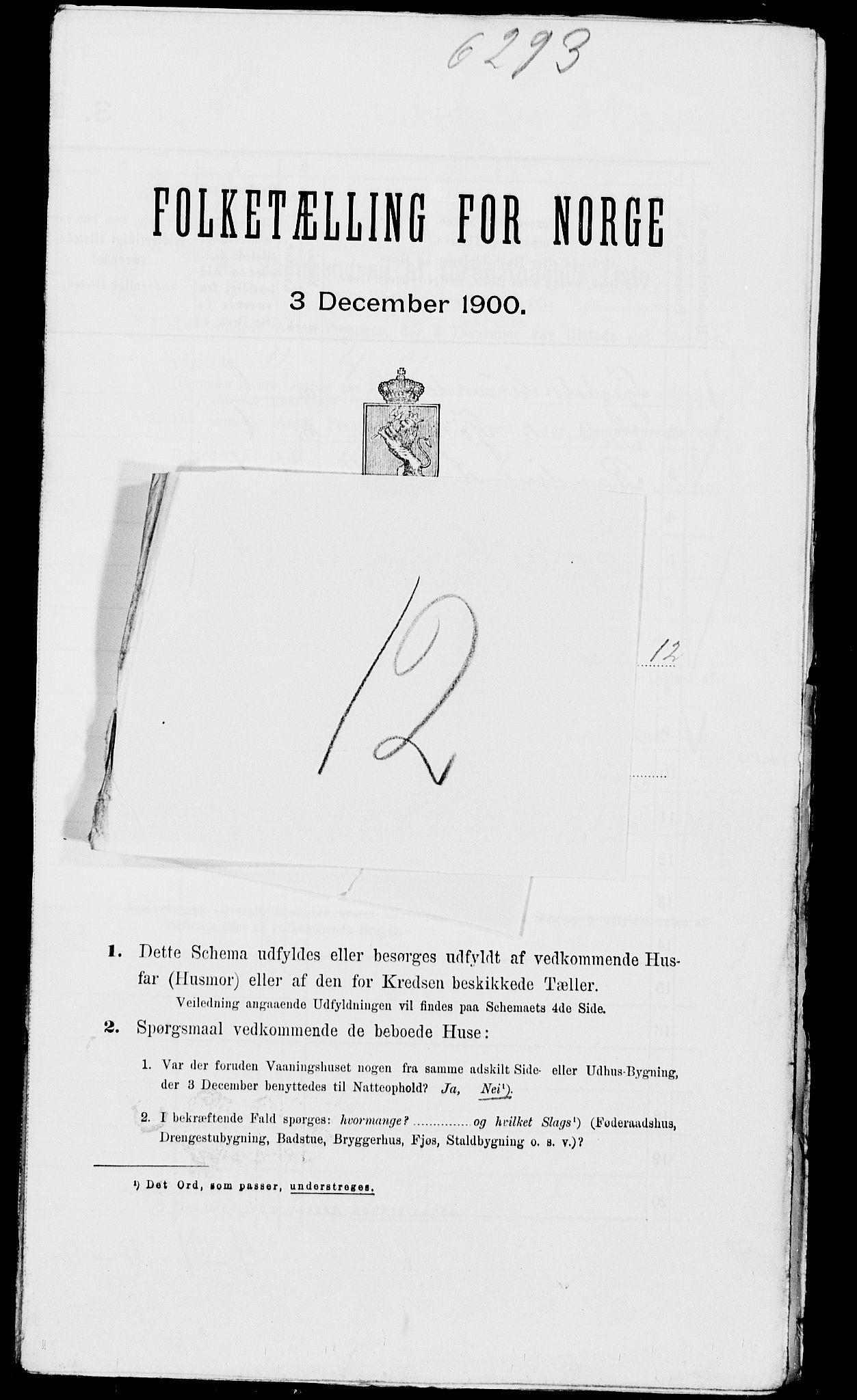 SAK, 1900 census for Vegårshei, 1900, p. 612