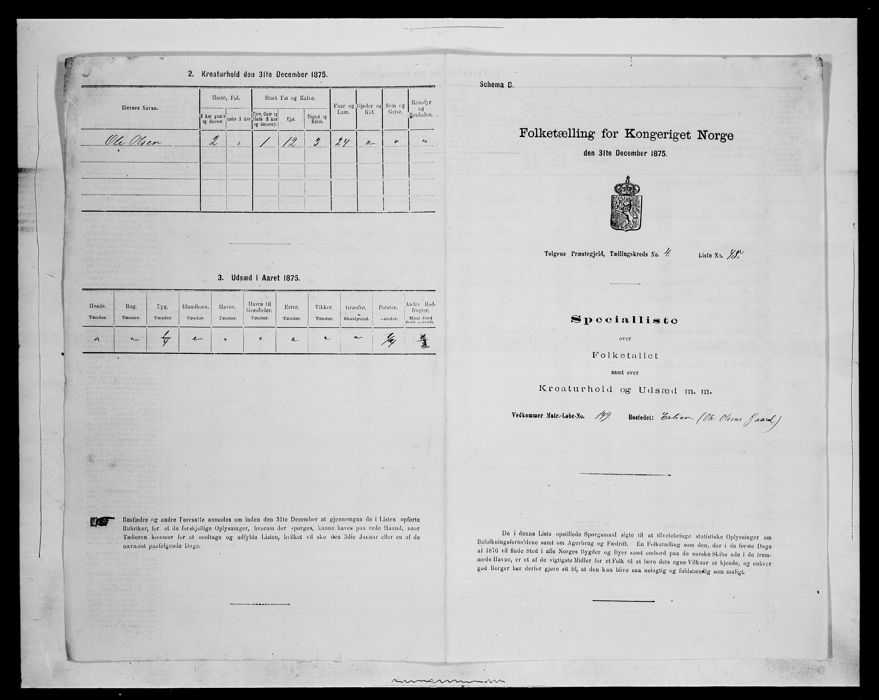 SAH, 1875 census for 0436P Tolga, 1875, p. 568