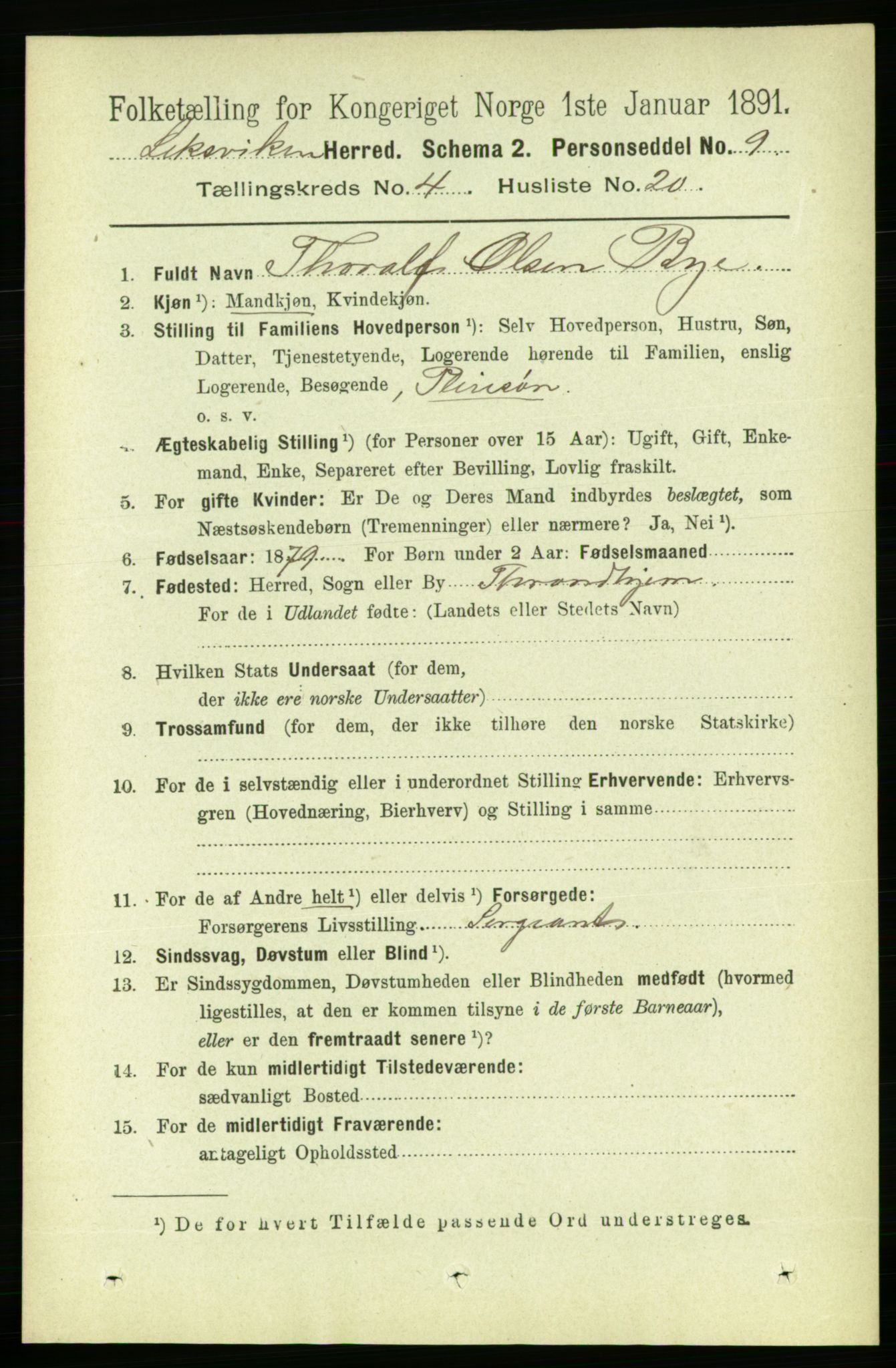 RA, 1891 census for 1718 Leksvik, 1891, p. 2046