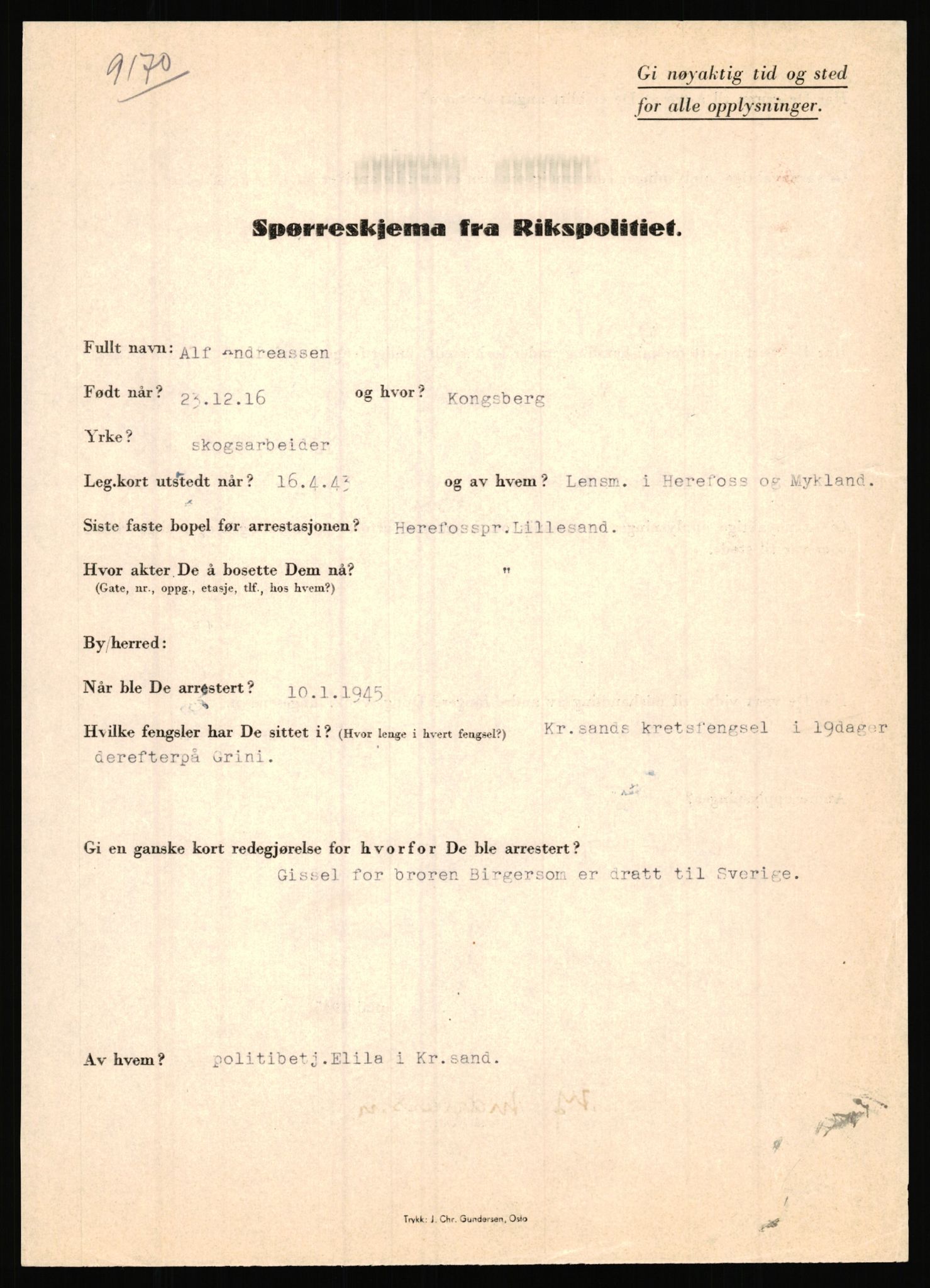 Rikspolitisjefen, AV/RA-S-1560/L/L0001: Abelseth, Rudolf - Berentsen, Odd, 1940-1945, p. 617