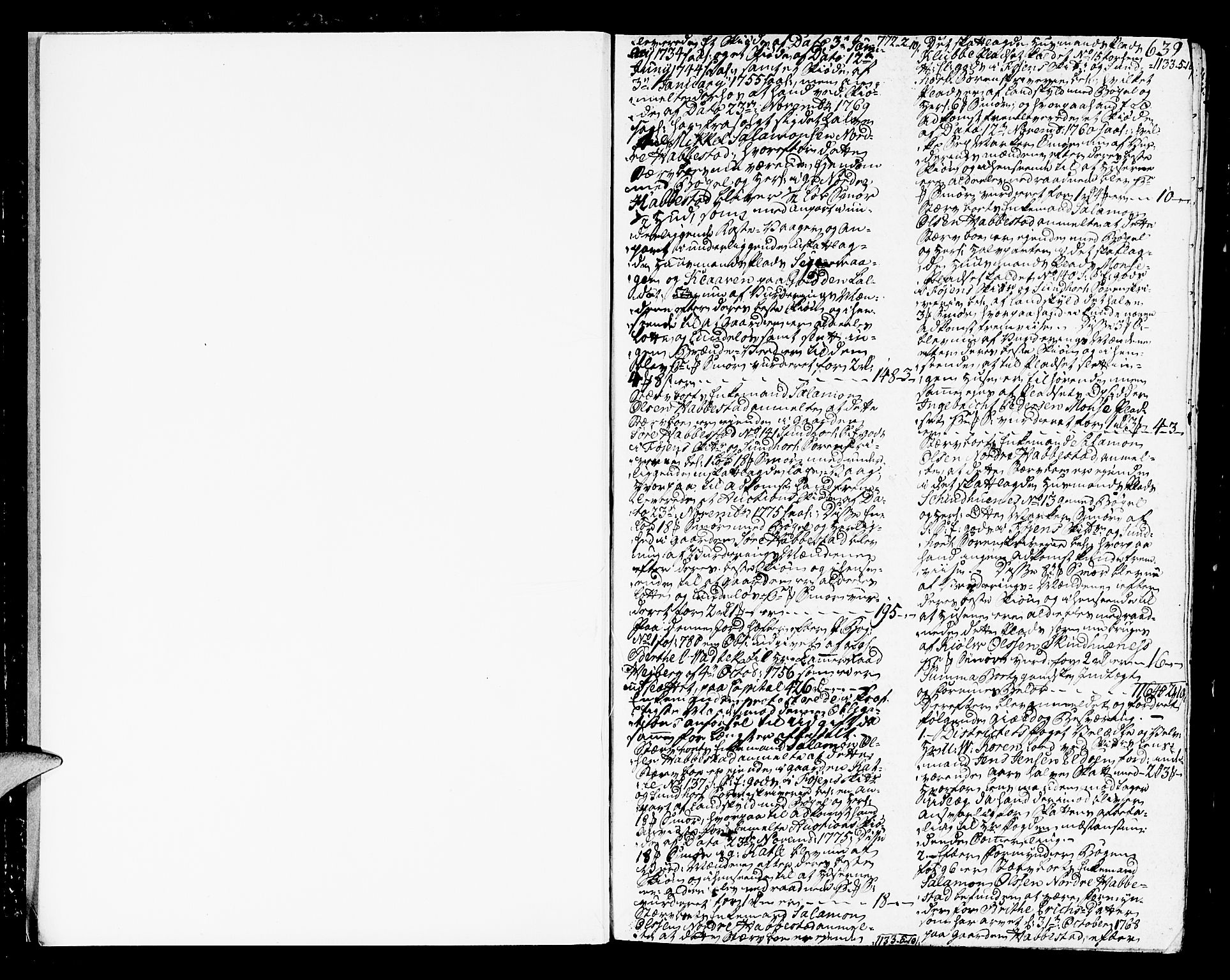 Sunnhordland sorenskrivar, SAB/A-2401/1/H/Ha/Haa/L0009: Skifteprotokollar. Register i protokoll. Fol. 639- ut, 1785-1787, p. 638b-639a