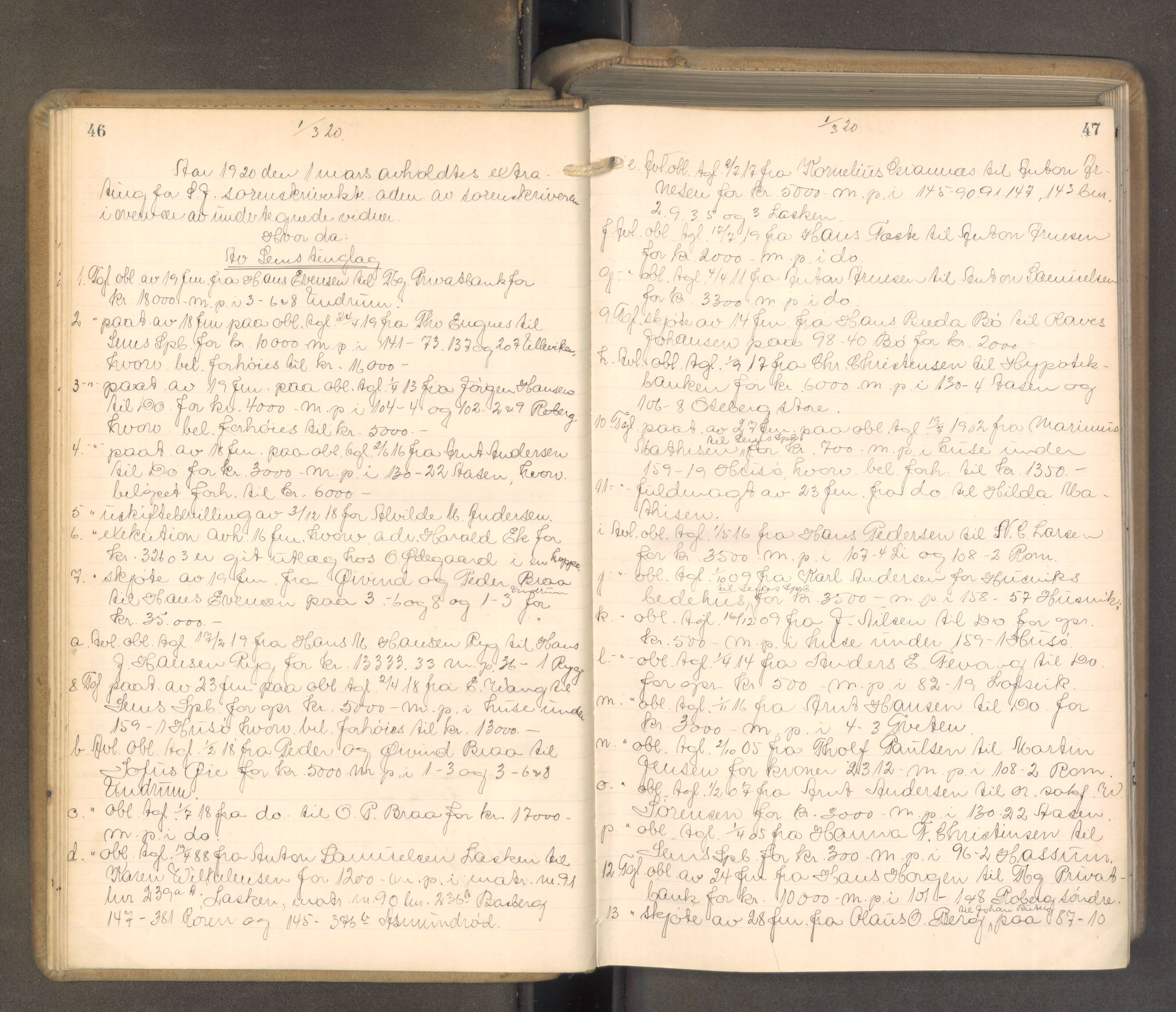 Søndre Jarlsberg sorenskriveri, AV/SAKO-A-129/F/Fa/L0051: Tingbok, 1920-1922, p. 46-47