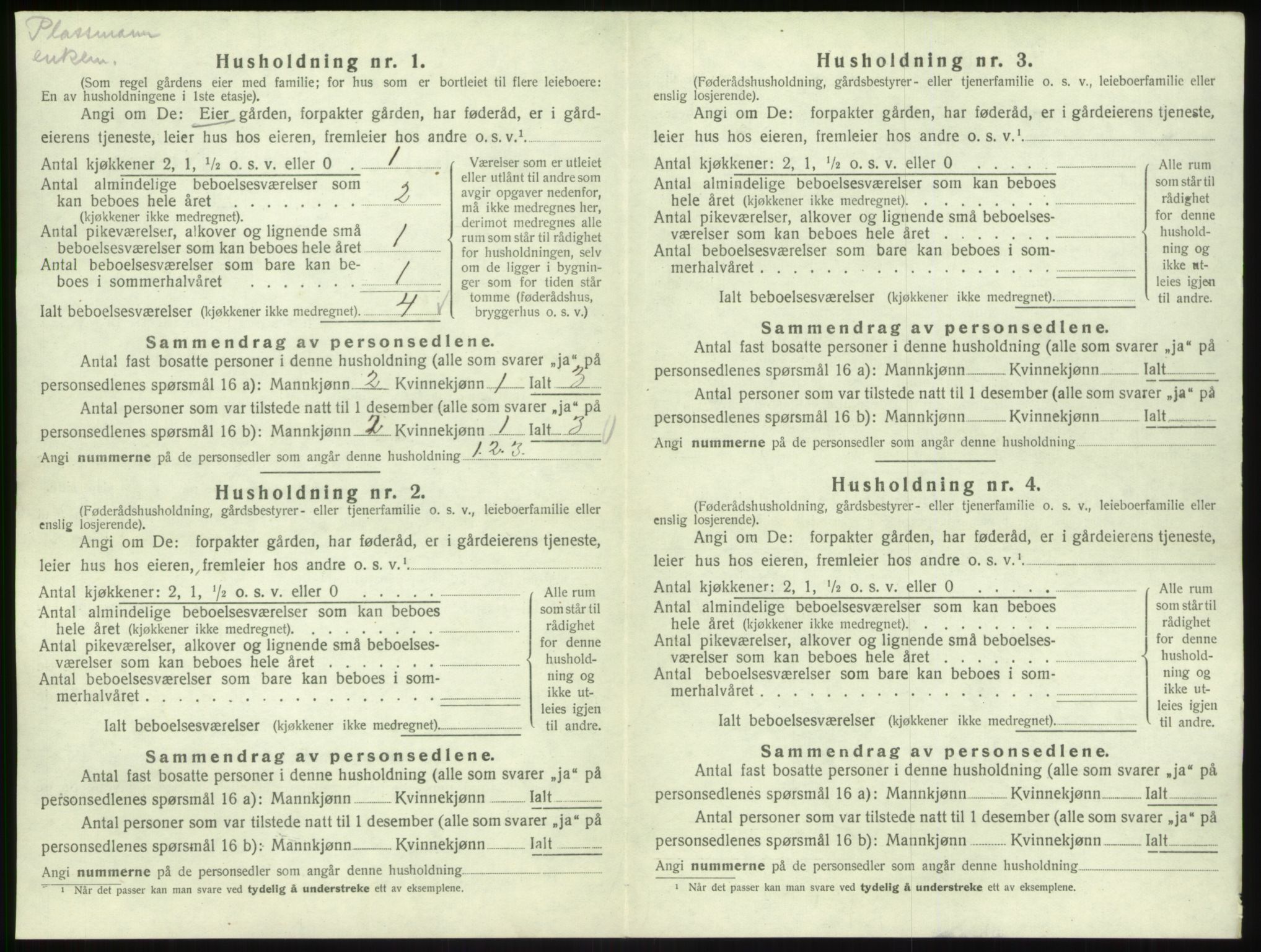 SAB, 1920 census for Lavik, 1920, p. 225