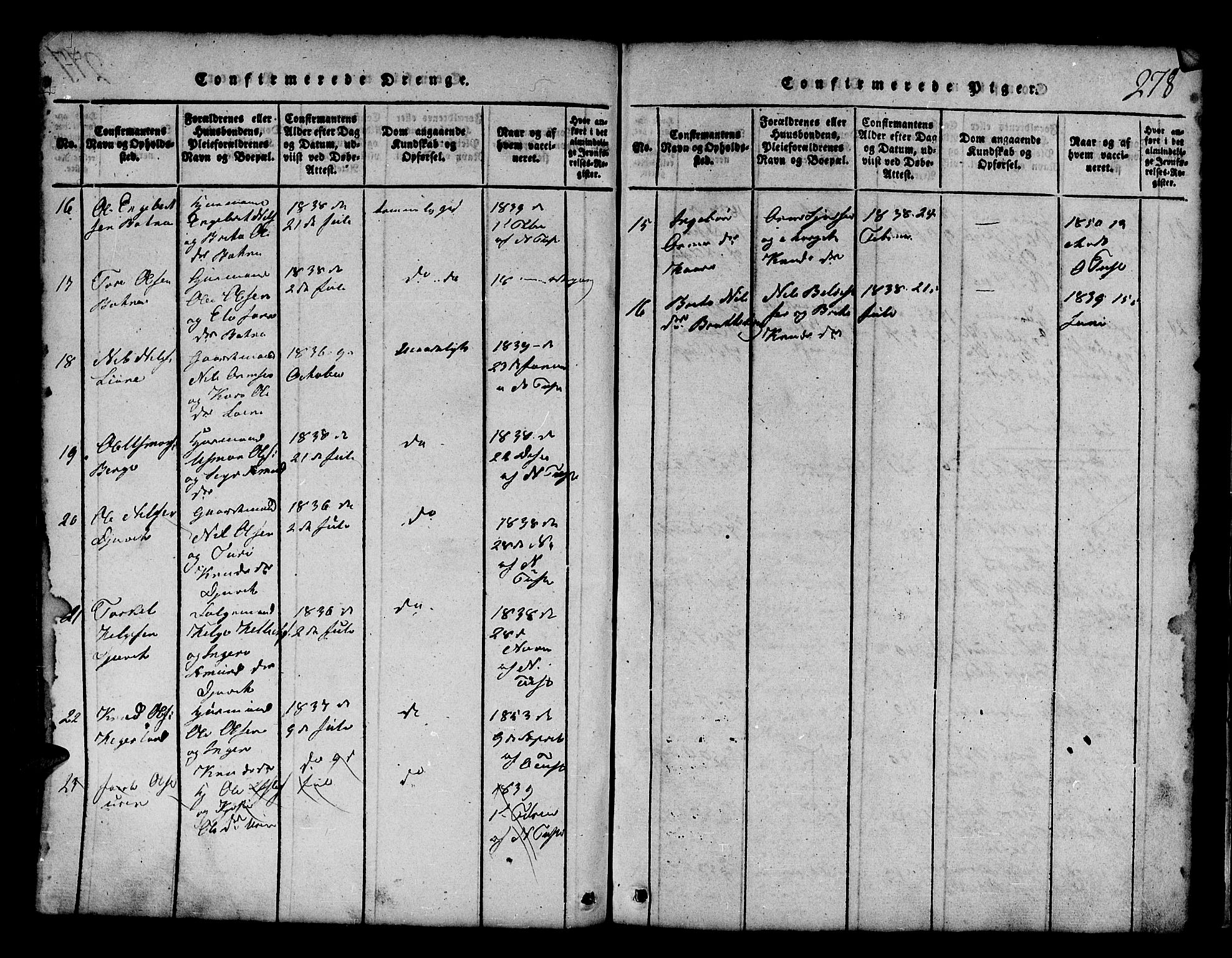 Røldal sokneprestembete, AV/SAB-A-100247: Parish register (copy) no. A 1, 1817-1860, p. 278