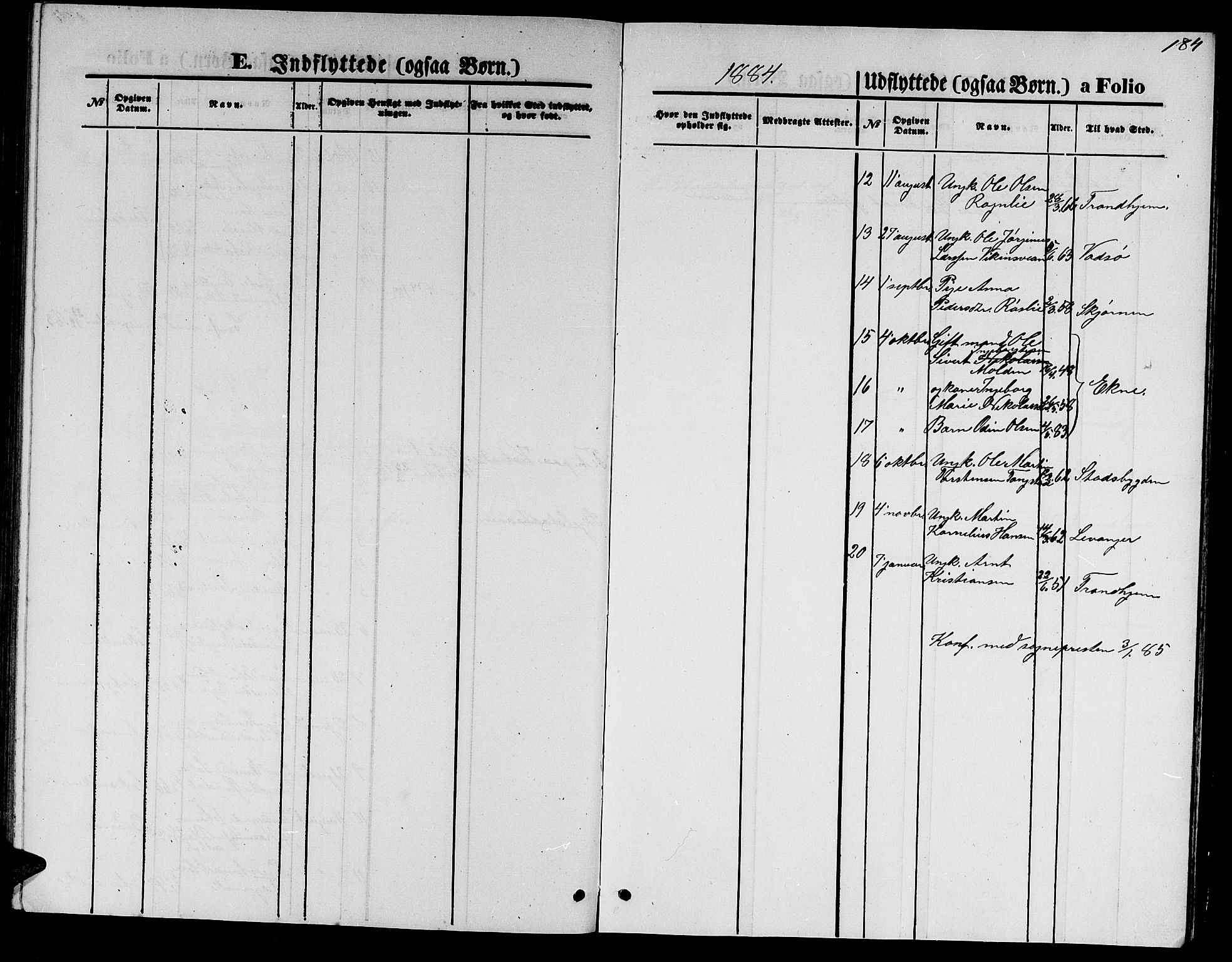 Ministerialprotokoller, klokkerbøker og fødselsregistre - Nord-Trøndelag, AV/SAT-A-1458/744/L0422: Parish register (copy) no. 744C01, 1871-1885, p. 184