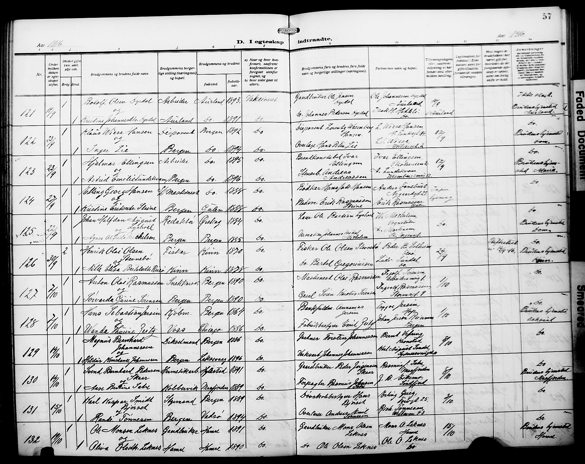Johanneskirken sokneprestembete, AV/SAB-A-76001/H/Hab: Parish register (copy) no. C 2, 1912-1929, p. 57