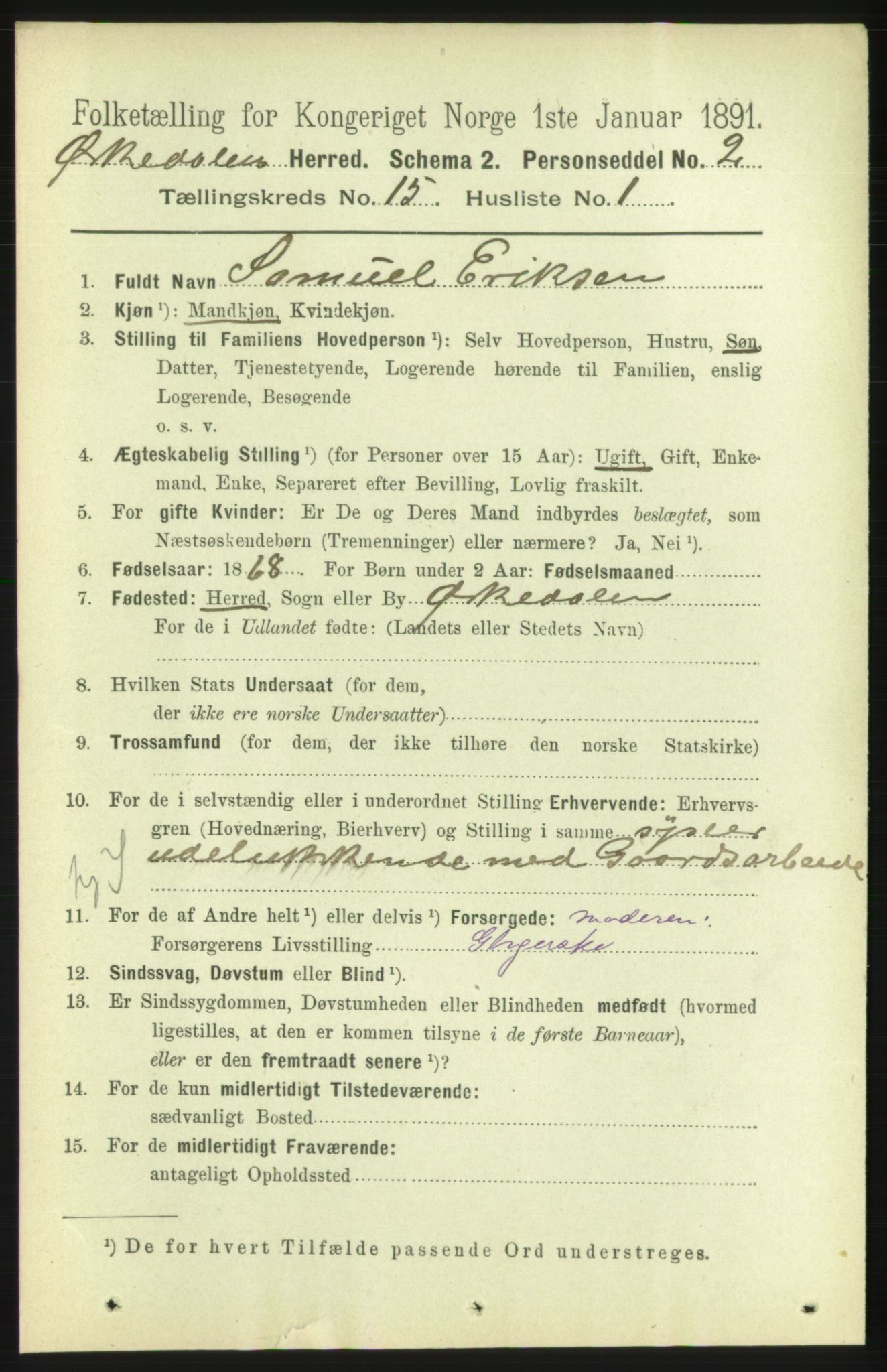 RA, 1891 census for 1638 Orkdal, 1891, p. 6878