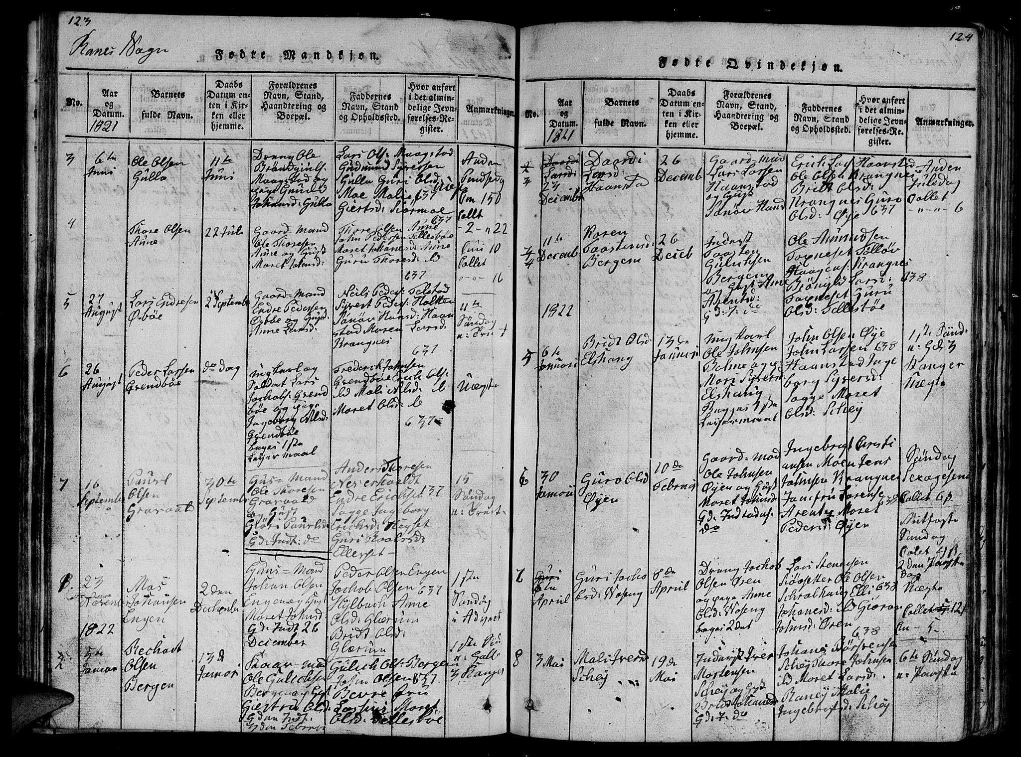 Ministerialprotokoller, klokkerbøker og fødselsregistre - Møre og Romsdal, AV/SAT-A-1454/595/L1050: Parish register (copy) no. 595C02, 1819-1834, p. 123-124