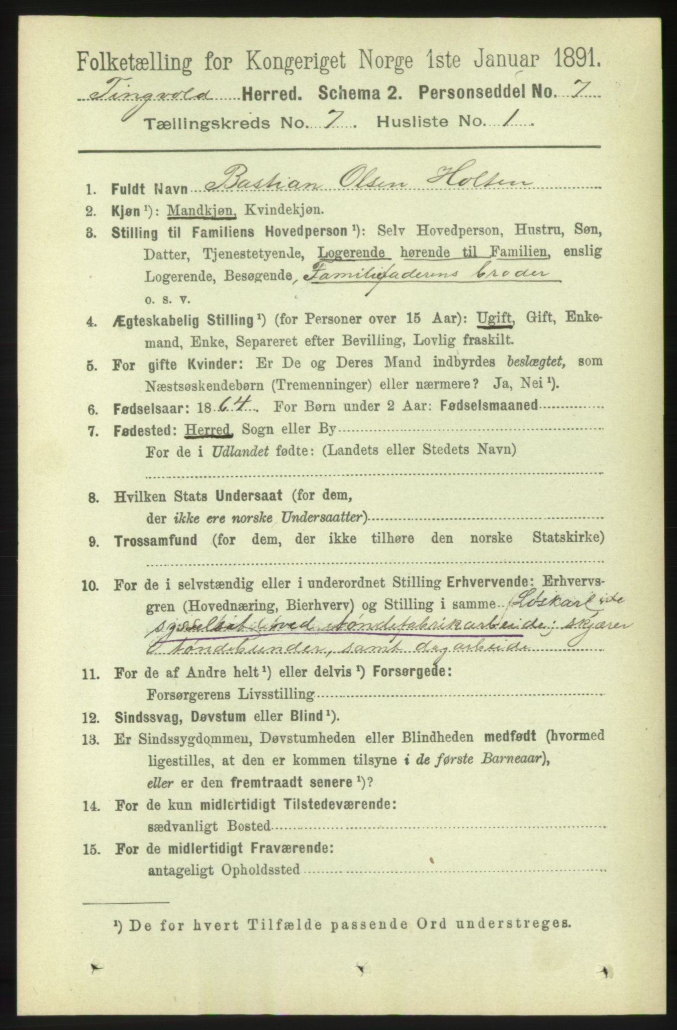 RA, 1891 census for 1560 Tingvoll, 1891, p. 2908