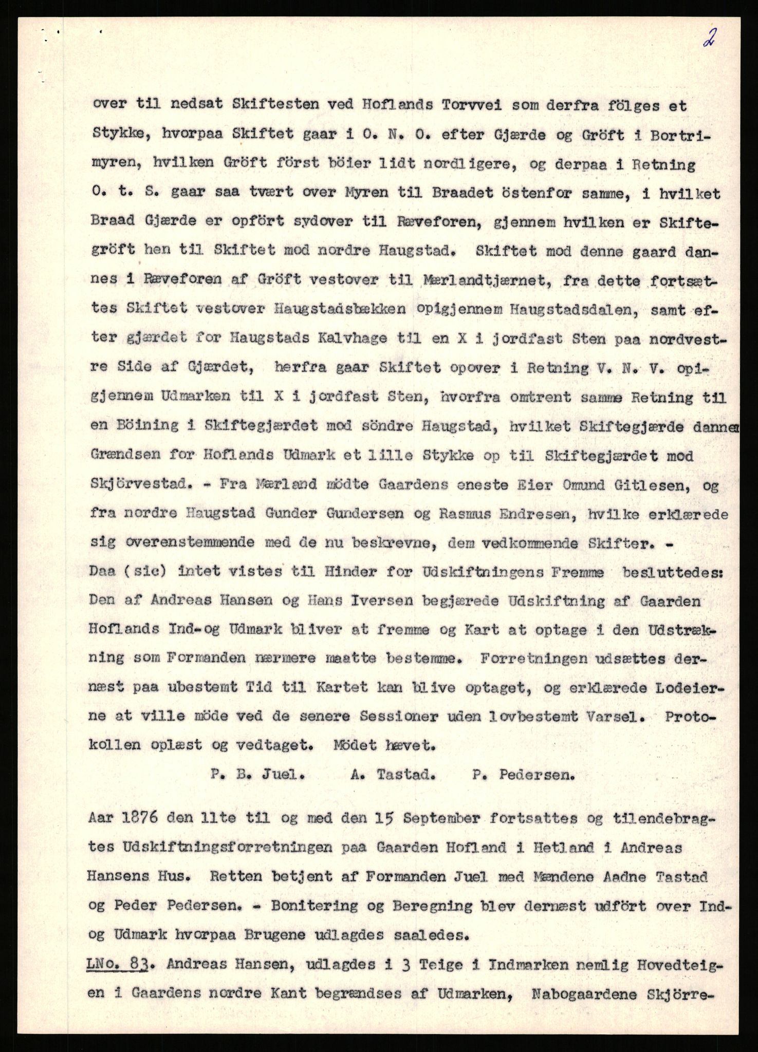 Statsarkivet i Stavanger, AV/SAST-A-101971/03/Y/Yj/L0040: Avskrifter sortert etter gårdnavn: Hovland i Egersun - Hustveit, 1750-1930, p. 360