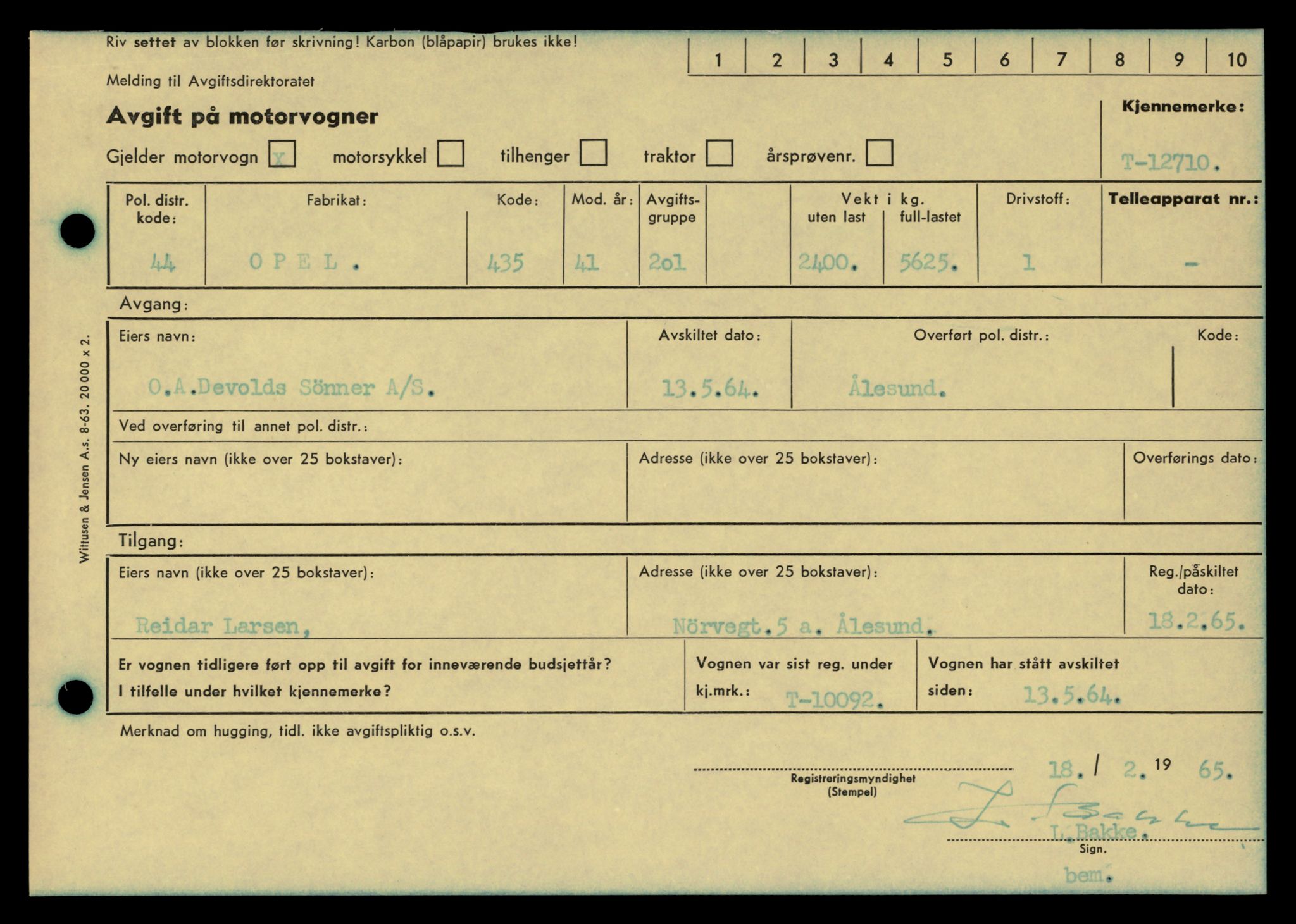 Møre og Romsdal vegkontor - Ålesund trafikkstasjon, AV/SAT-A-4099/F/Fe/L0035: Registreringskort for kjøretøy T 12653 - T 12829, 1927-1998, p. 1104