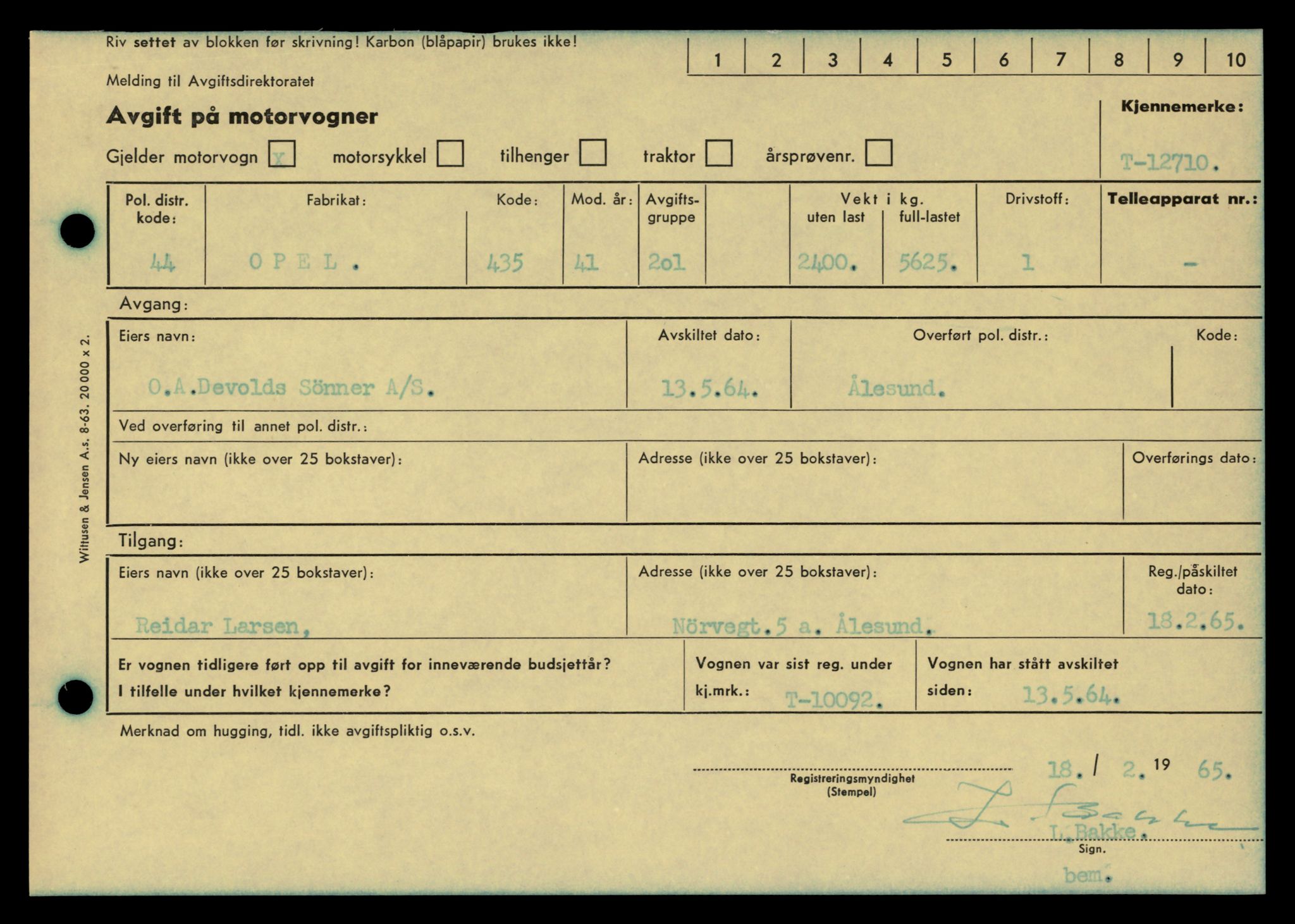 Møre og Romsdal vegkontor - Ålesund trafikkstasjon, SAT/A-4099/F/Fe/L0035: Registreringskort for kjøretøy T 12653 - T 12829, 1927-1998, p. 1104