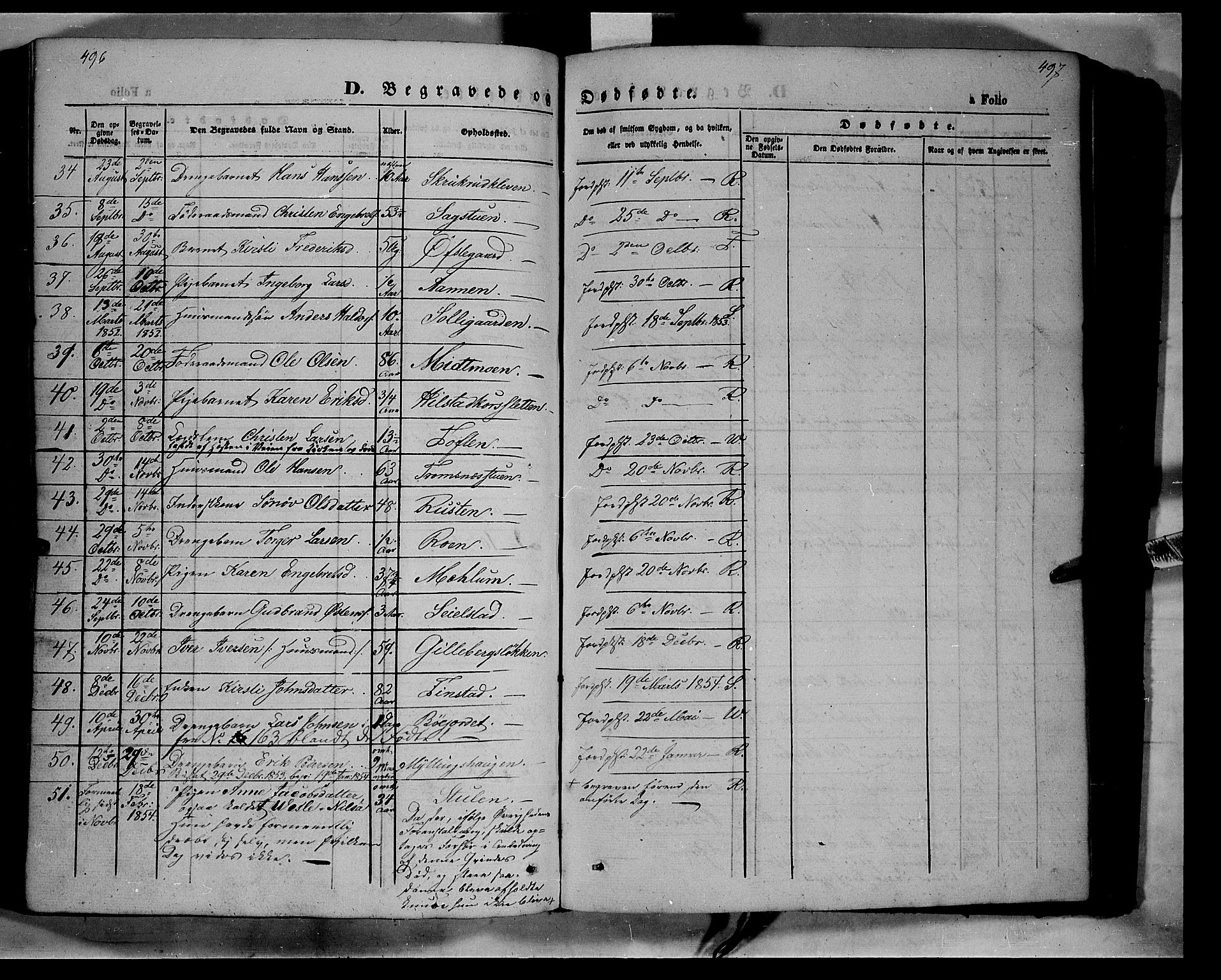 Ringebu prestekontor, SAH/PREST-082/H/Ha/Haa/L0006: Parish register (official) no. 6, 1848-1859, p. 496-497