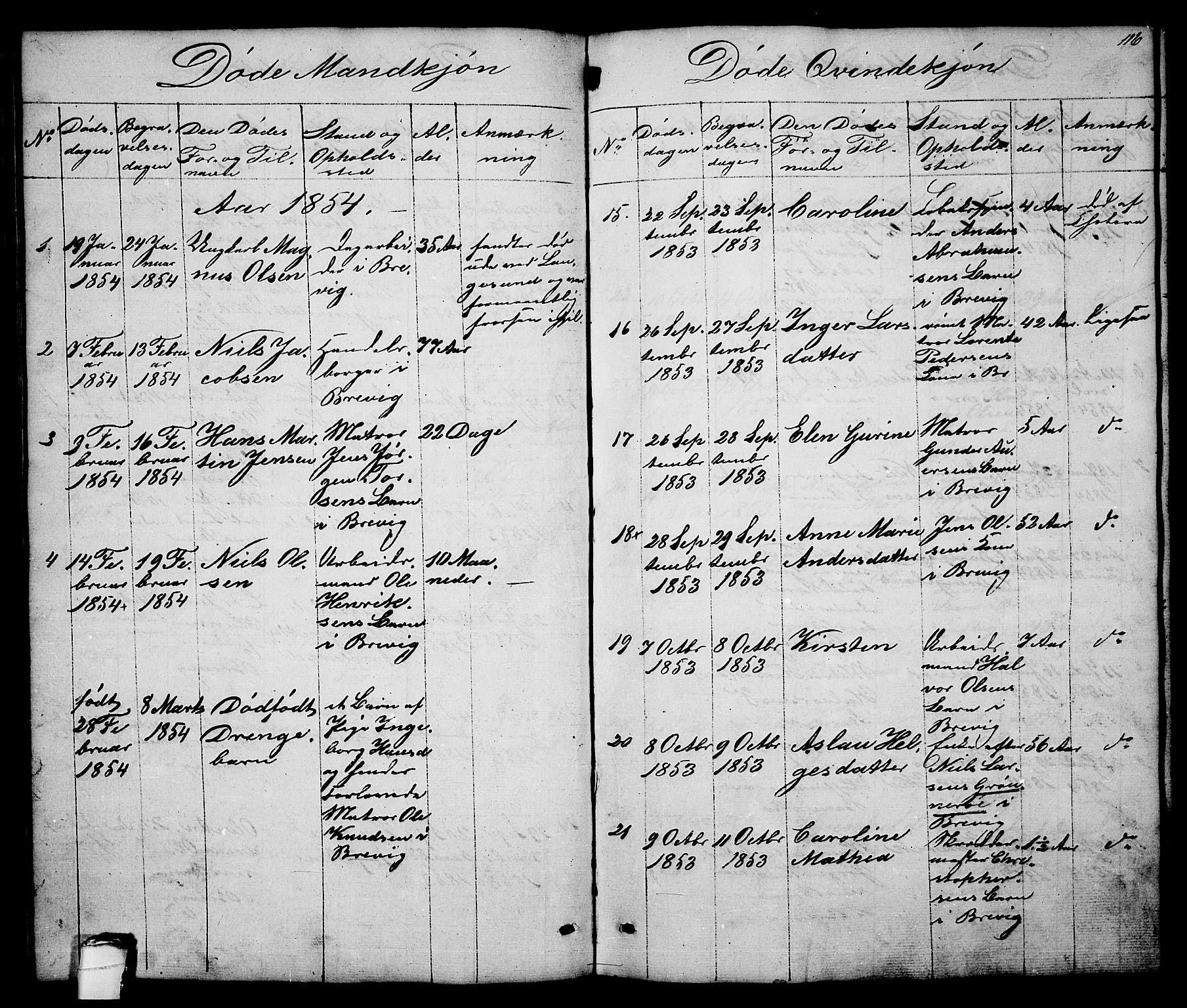 Brevik kirkebøker, AV/SAKO-A-255/G/Ga/L0002: Parish register (copy) no. 2, 1846-1865, p. 116