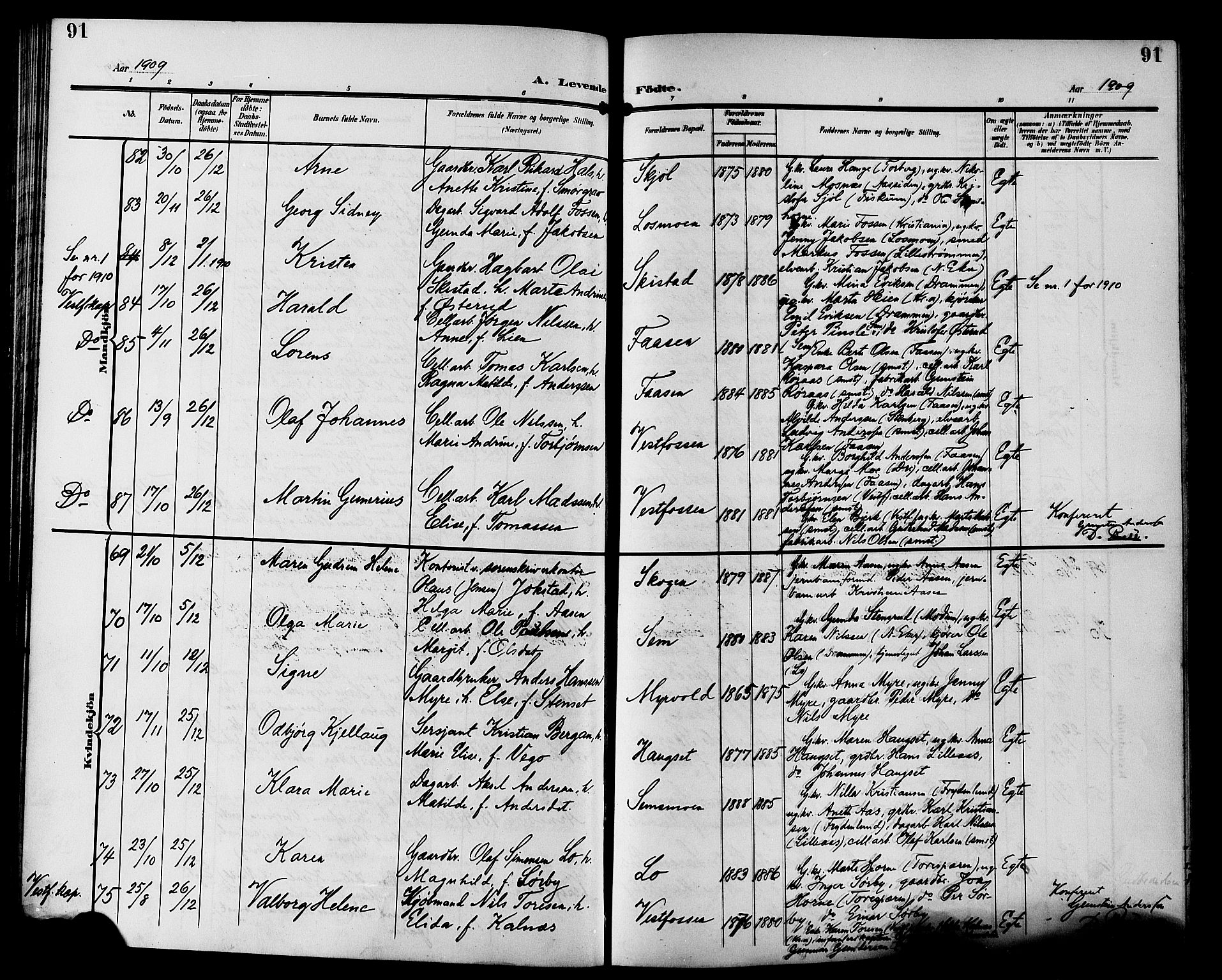 Eiker kirkebøker, AV/SAKO-A-4/G/Ga/L0008: Parish register (copy) no. I 8, 1903-1914, p. 91