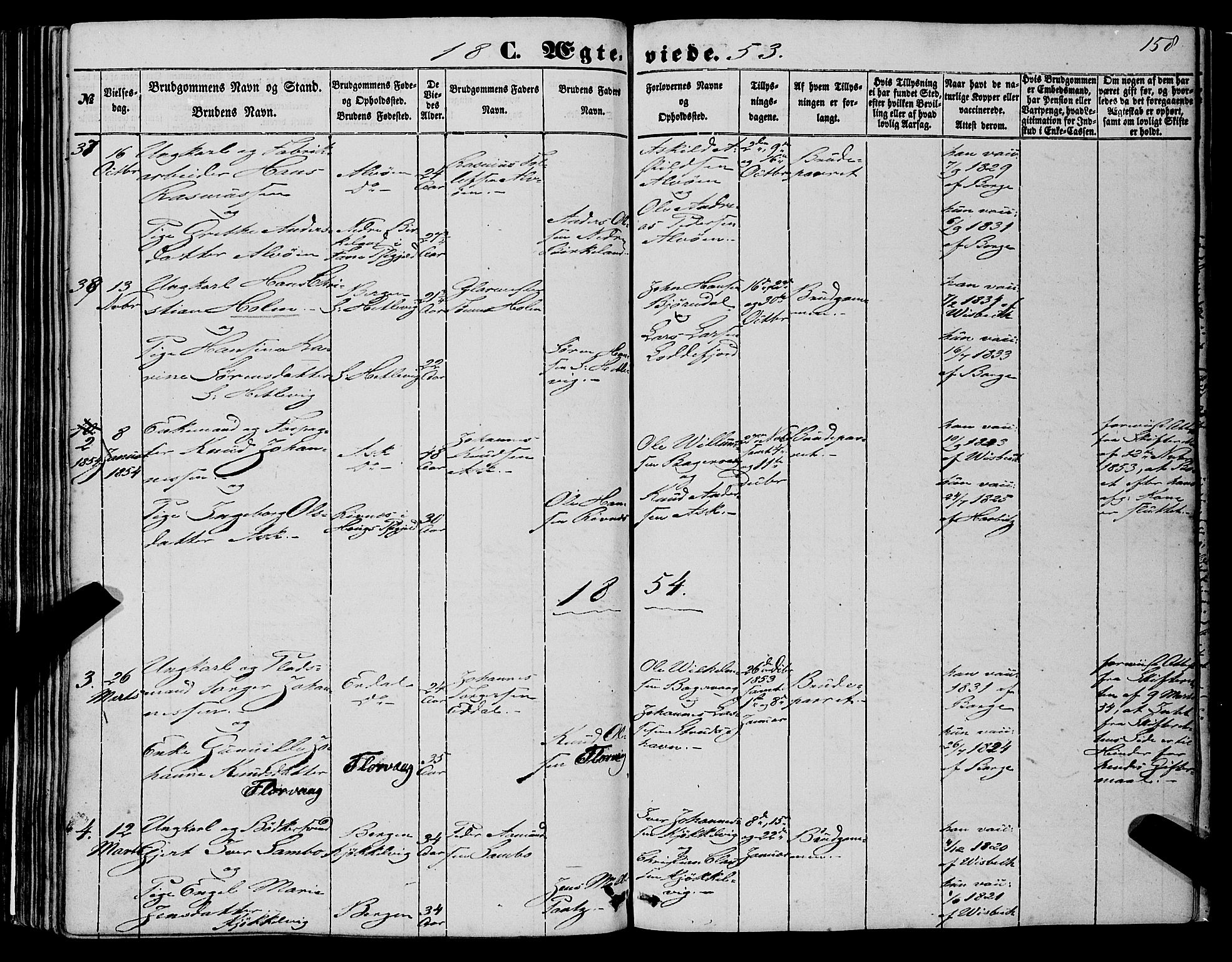 Askøy Sokneprestembete, SAB/A-74101/H/Ha/Haa/Haaa/L0008: Parish register (official) no. A 8, 1852-1862, p. 158