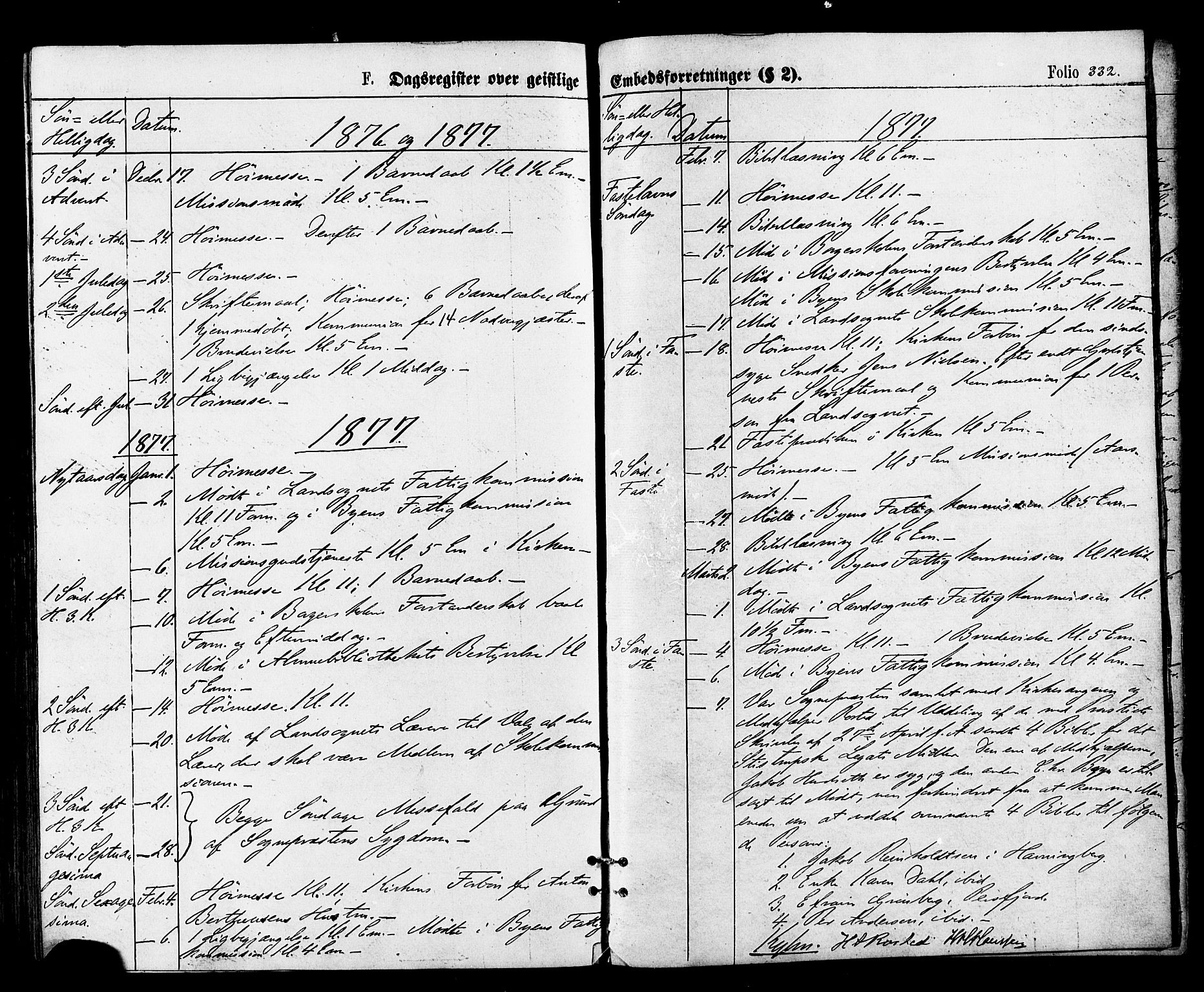 Vardø sokneprestkontor, SATØ/S-1332/H/Ha/L0005kirke: Parish register (official) no. 5, 1872-1878, p. 332