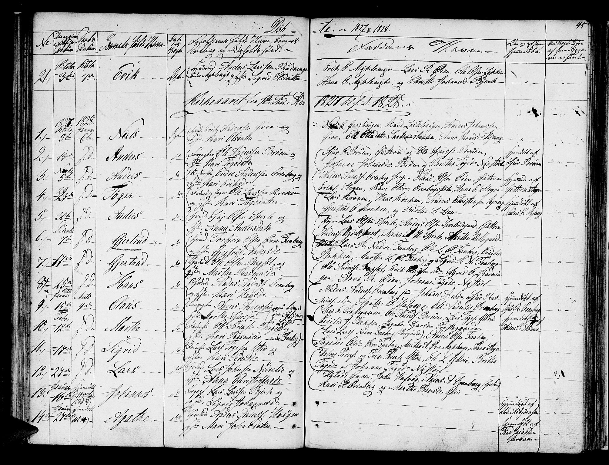 Jostedal sokneprestembete, SAB/A-80601/H/Haa/Haaa/L0003: Parish register (official) no. A 3, 1807-1837, p. 45