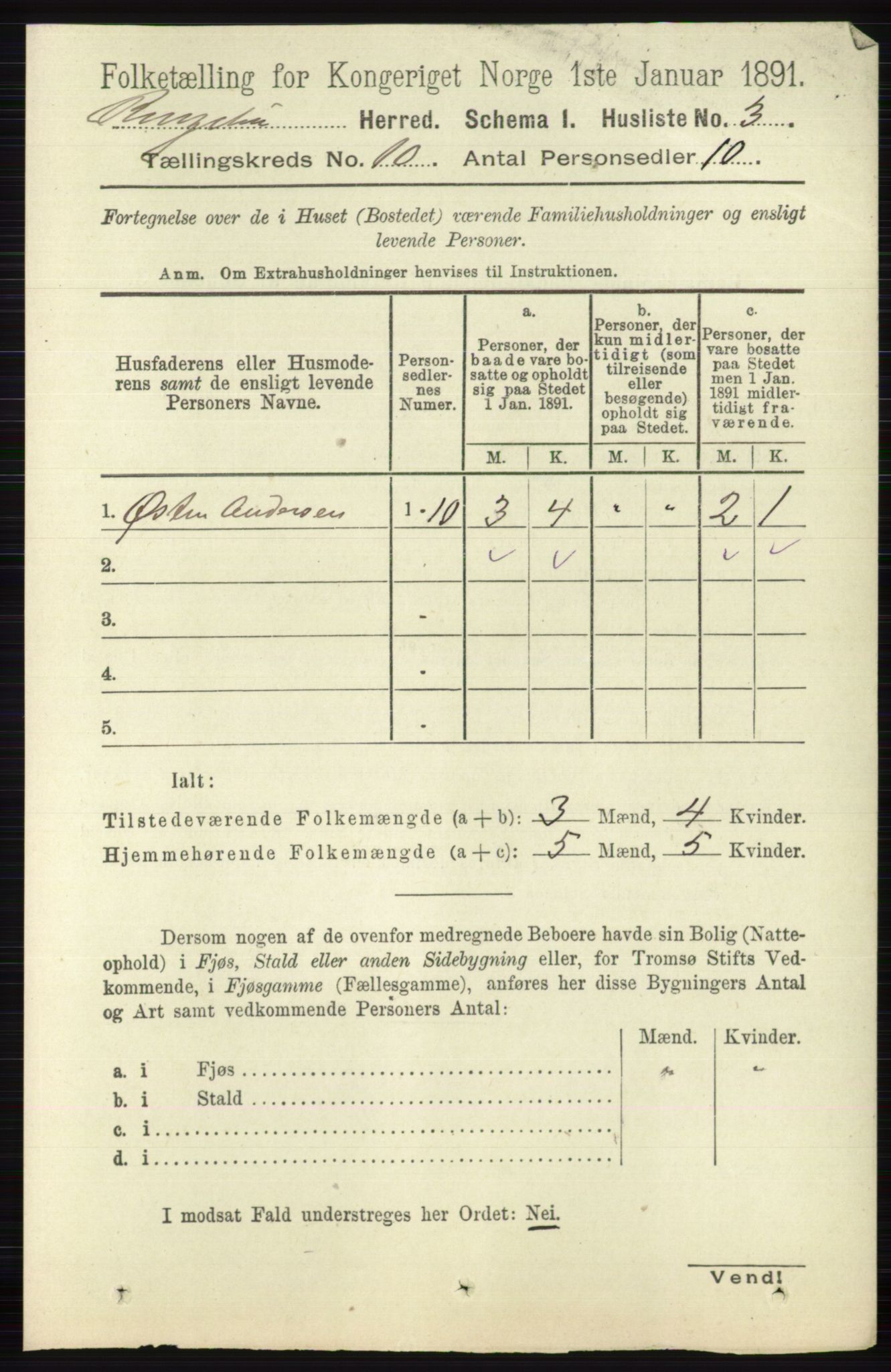 RA, 1891 census for 0520 Ringebu, 1891, p. 4737