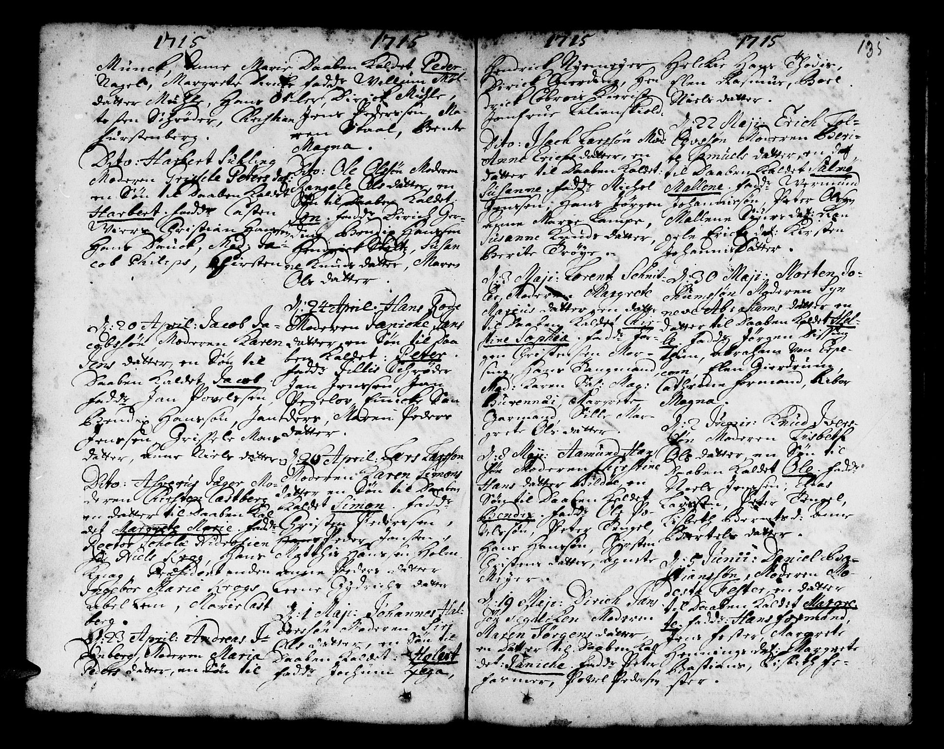 Nykirken Sokneprestembete, AV/SAB-A-77101/H/Haa/L0002: Parish register (official) no. A 2, 1700-1723, p. 135