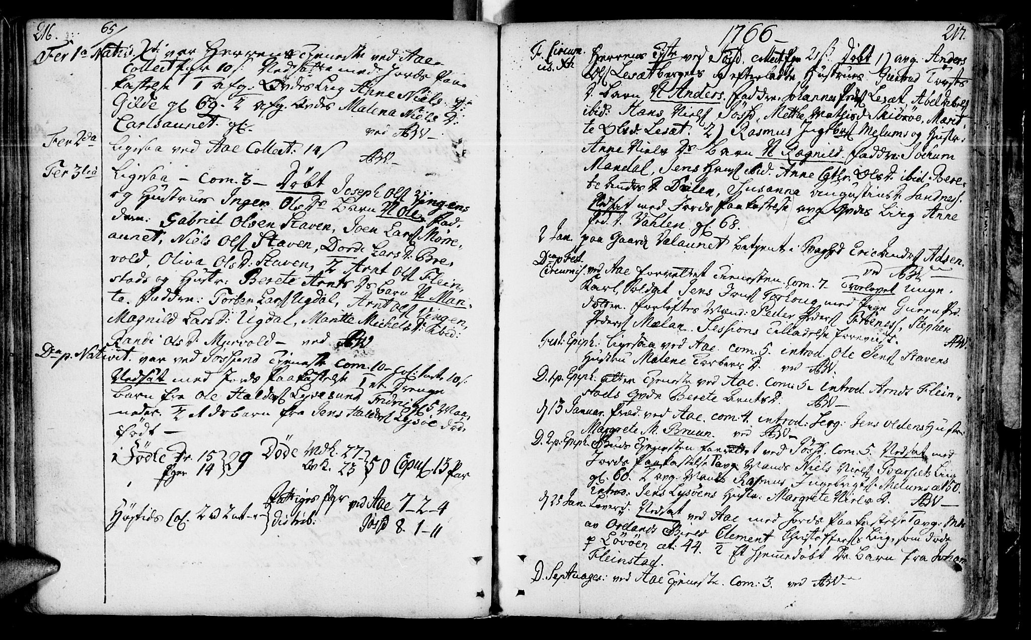 Ministerialprotokoller, klokkerbøker og fødselsregistre - Sør-Trøndelag, SAT/A-1456/655/L0672: Parish register (official) no. 655A01, 1750-1779, p. 216-217