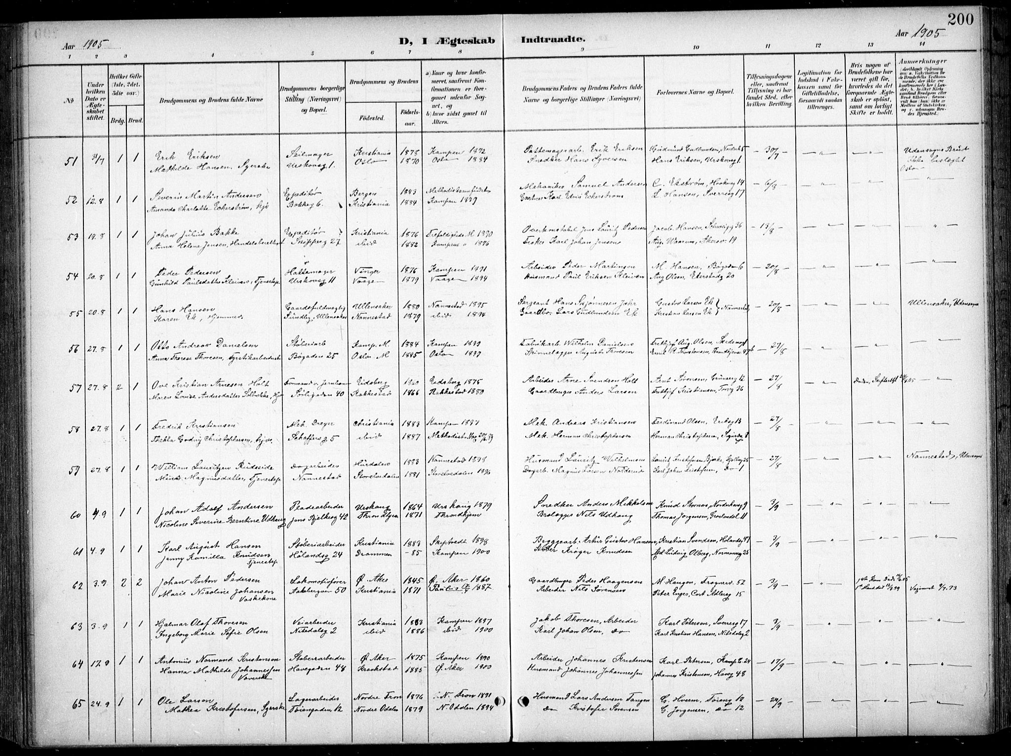 Kampen prestekontor Kirkebøker, SAO/A-10853/F/Fa/L0009: Parish register (official) no. I 9, 1899-1911, p. 200