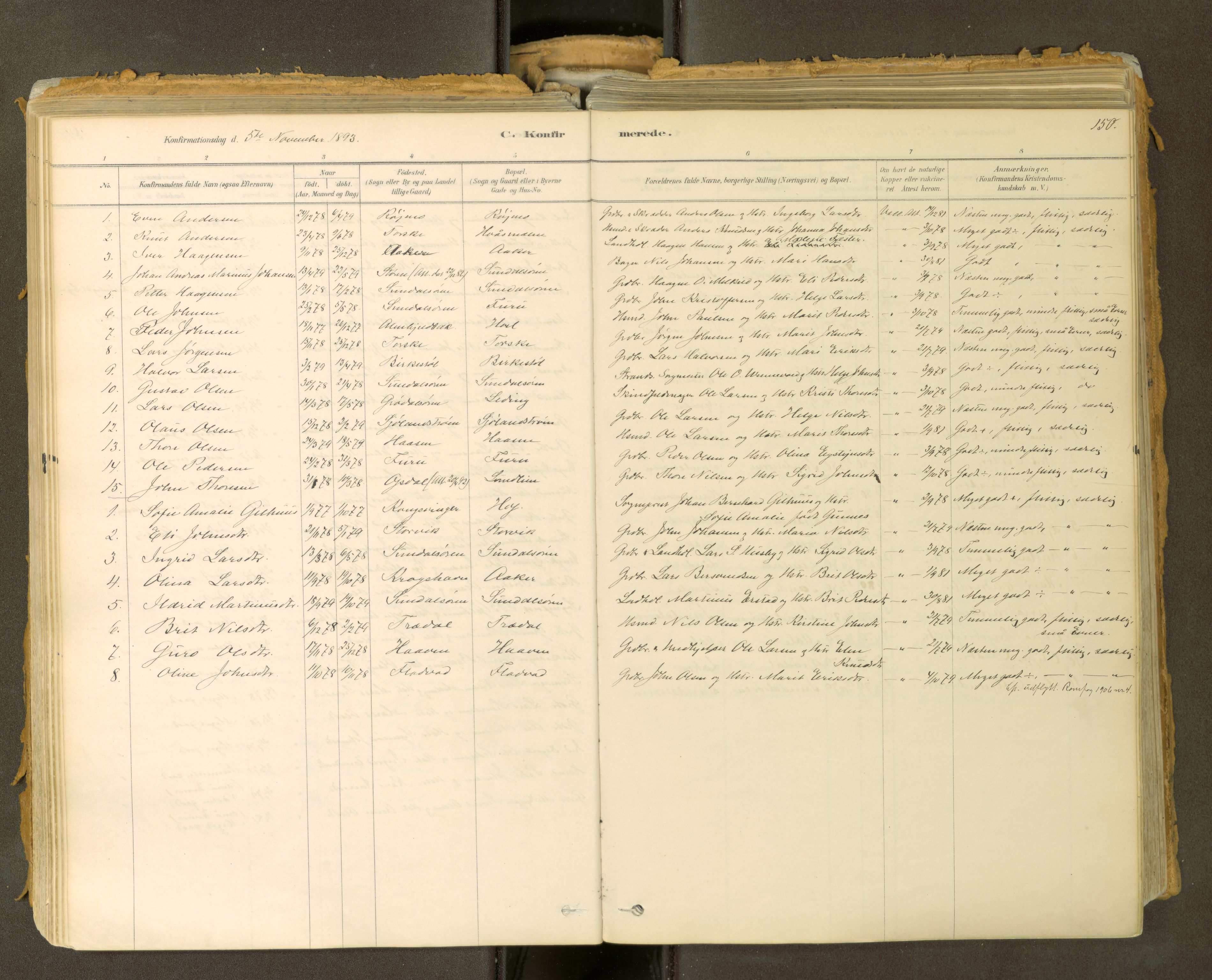 Sunndal sokneprestkontor, SAT/A-1085/1/I/I1/I1a: Parish register (official) no. 2, 1877-1914, p. 150