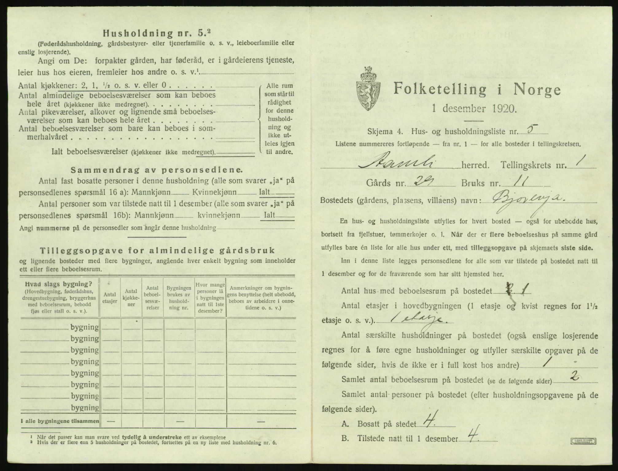 SAK, 1920 census for Åmli, 1920, p. 51