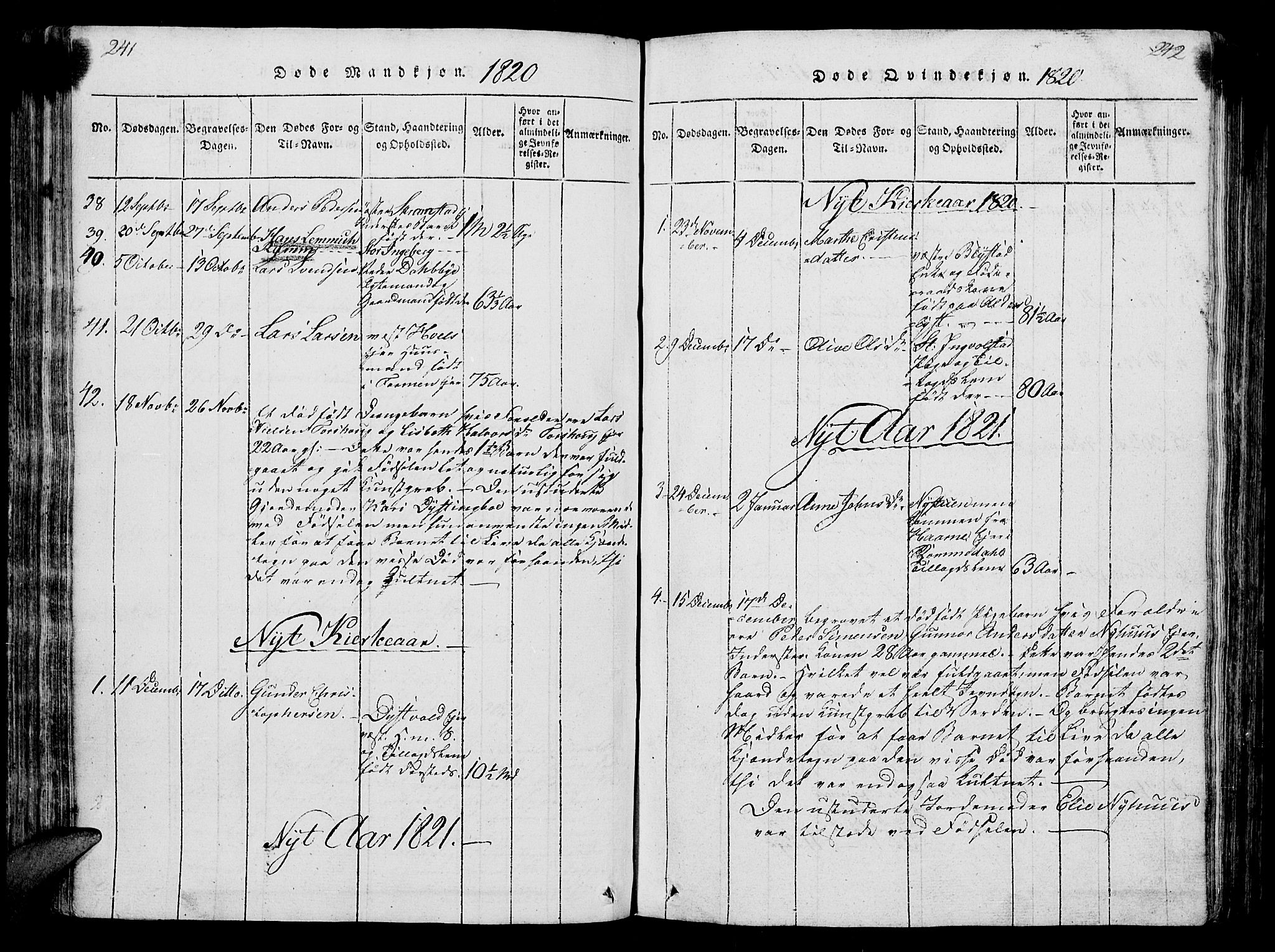 Vang prestekontor, Hedmark, SAH/PREST-008/H/Ha/Hab/L0004: Parish register (copy) no. 4, 1813-1827, p. 241-242