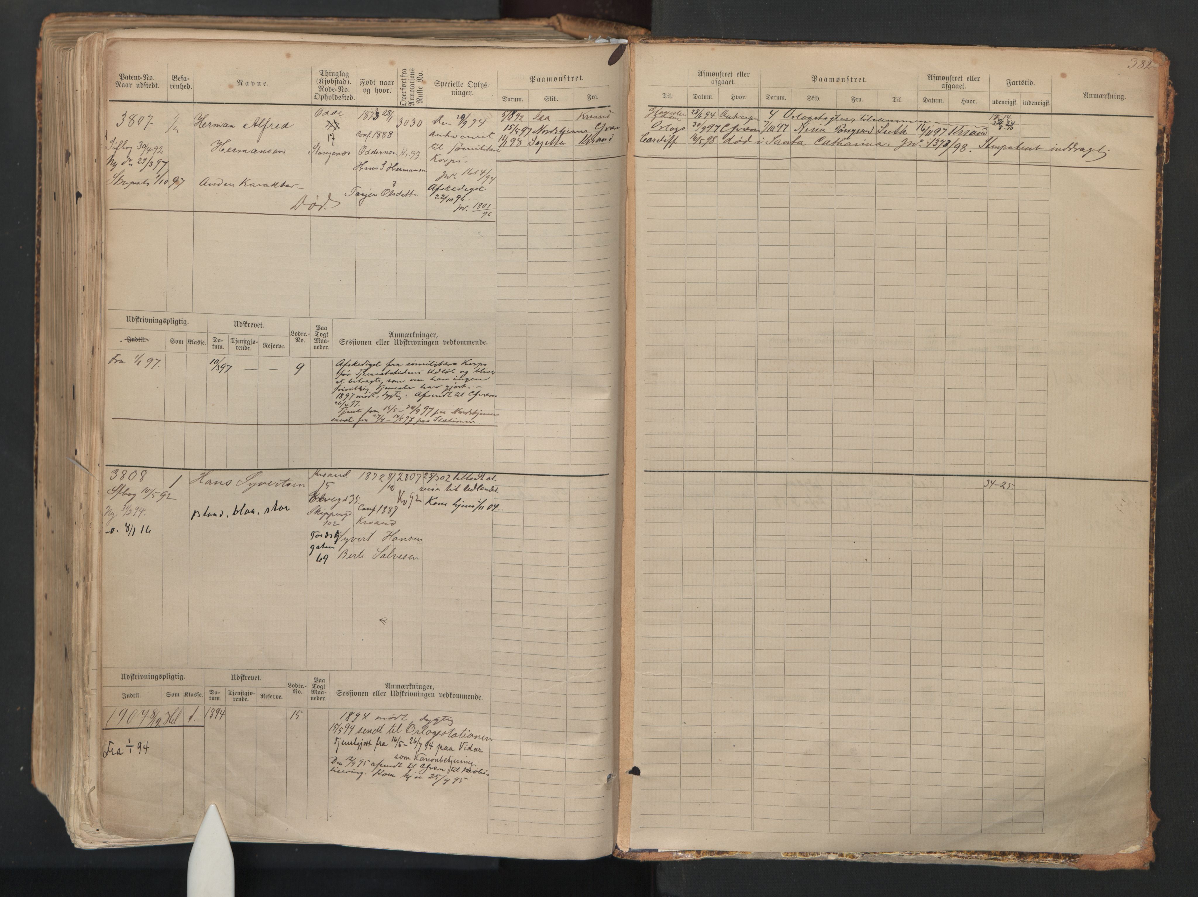 Kristiansand mønstringskrets, AV/SAK-2031-0015/F/Fb/L0007: Hovedrulle nr 3049-3810, I-14, 1883-1940, p. 390